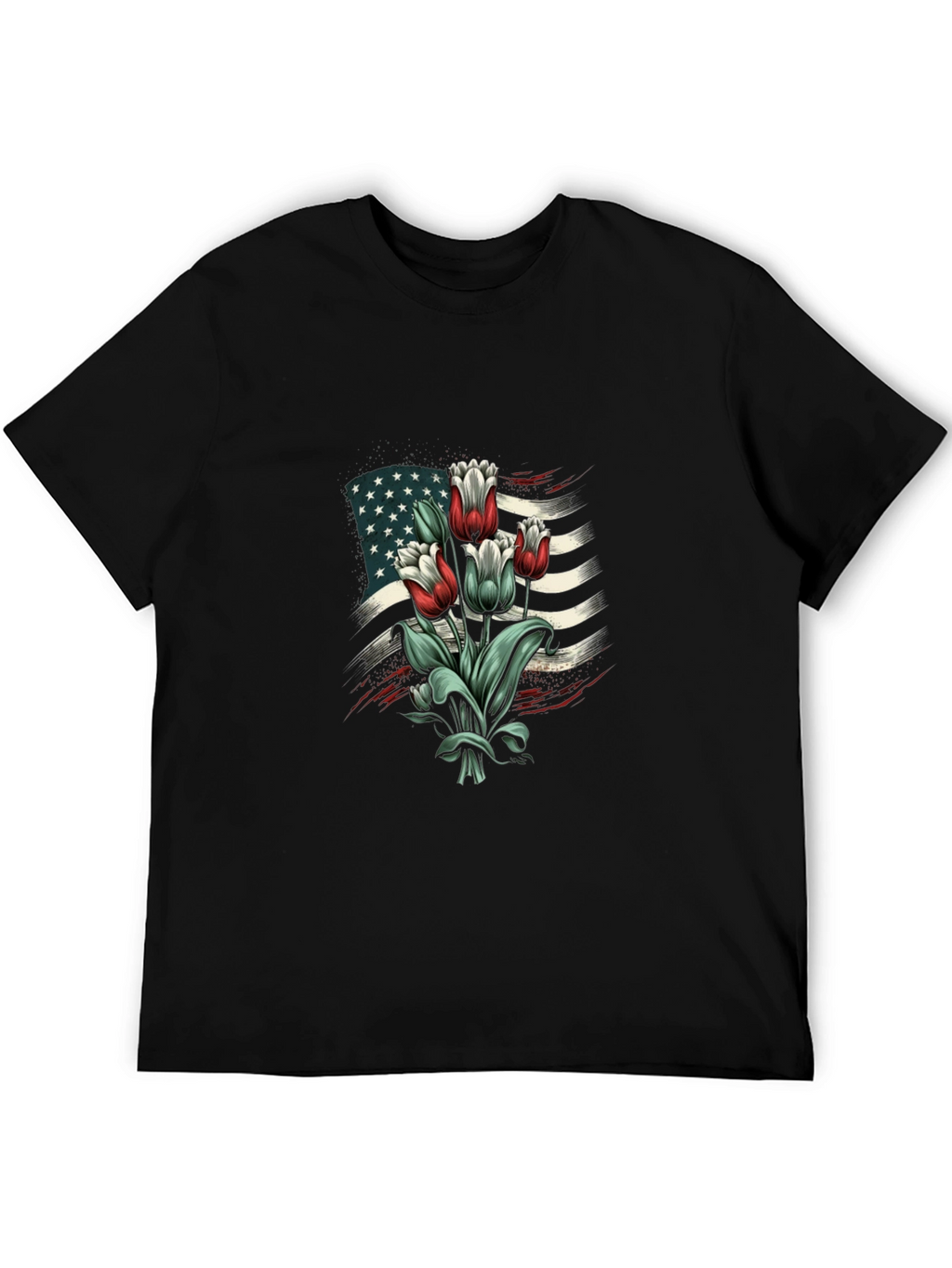 American Flag Tulips Graphic T-Shirt