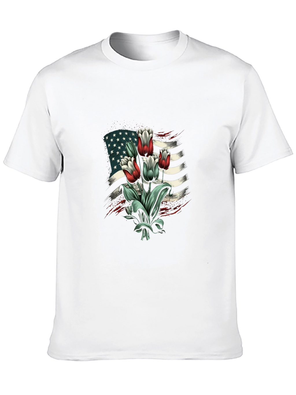 American Flag Tulips Graphic T-Shirt