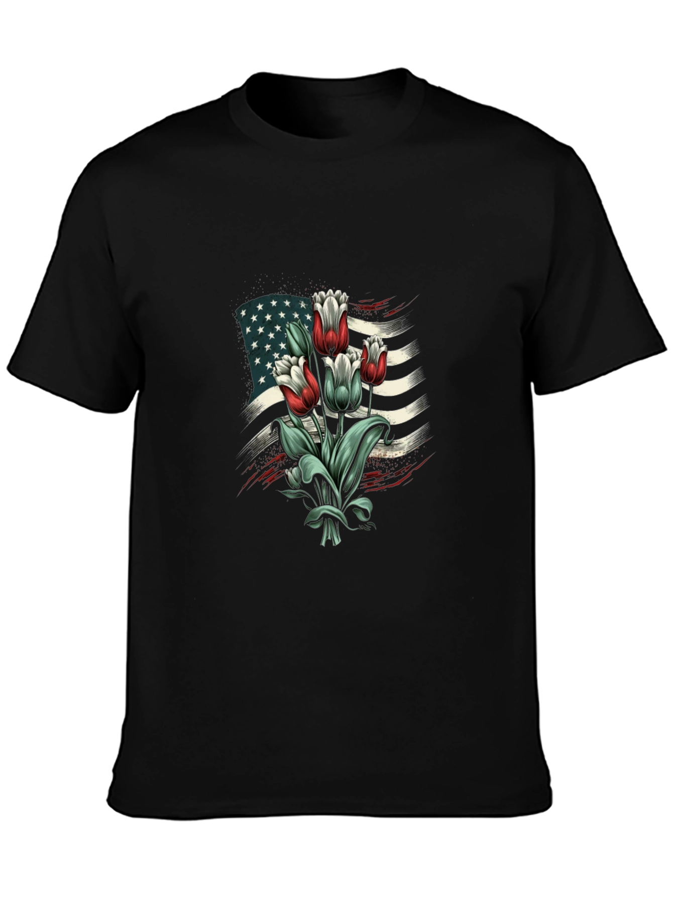 American Flag Tulips Graphic T-Shirt