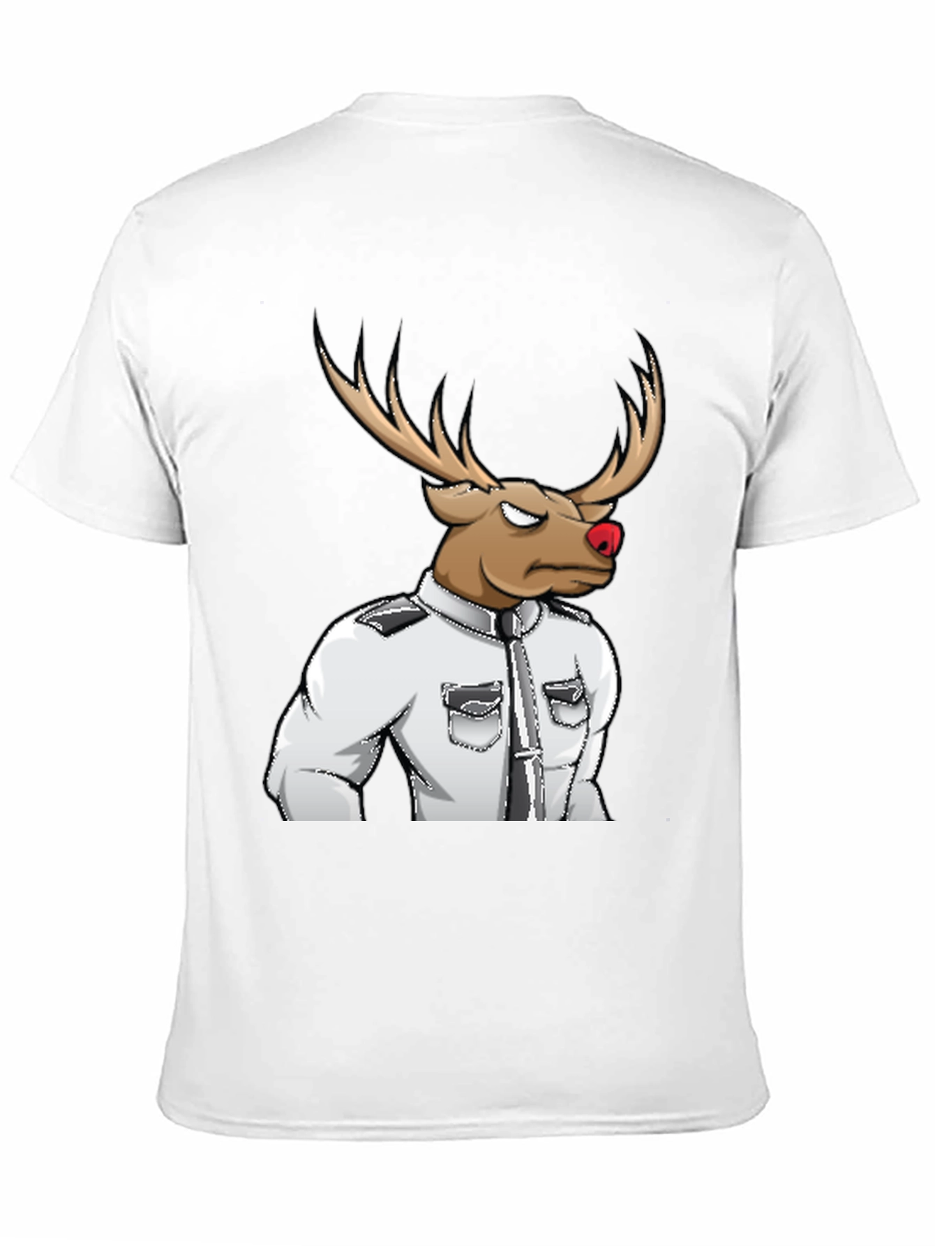 Rudolph Reindeer Officer Graphic Tee - Black Cotton Blend