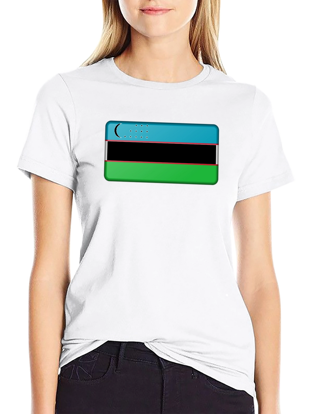 Uzbekistan Flag Graphic Tee - Black