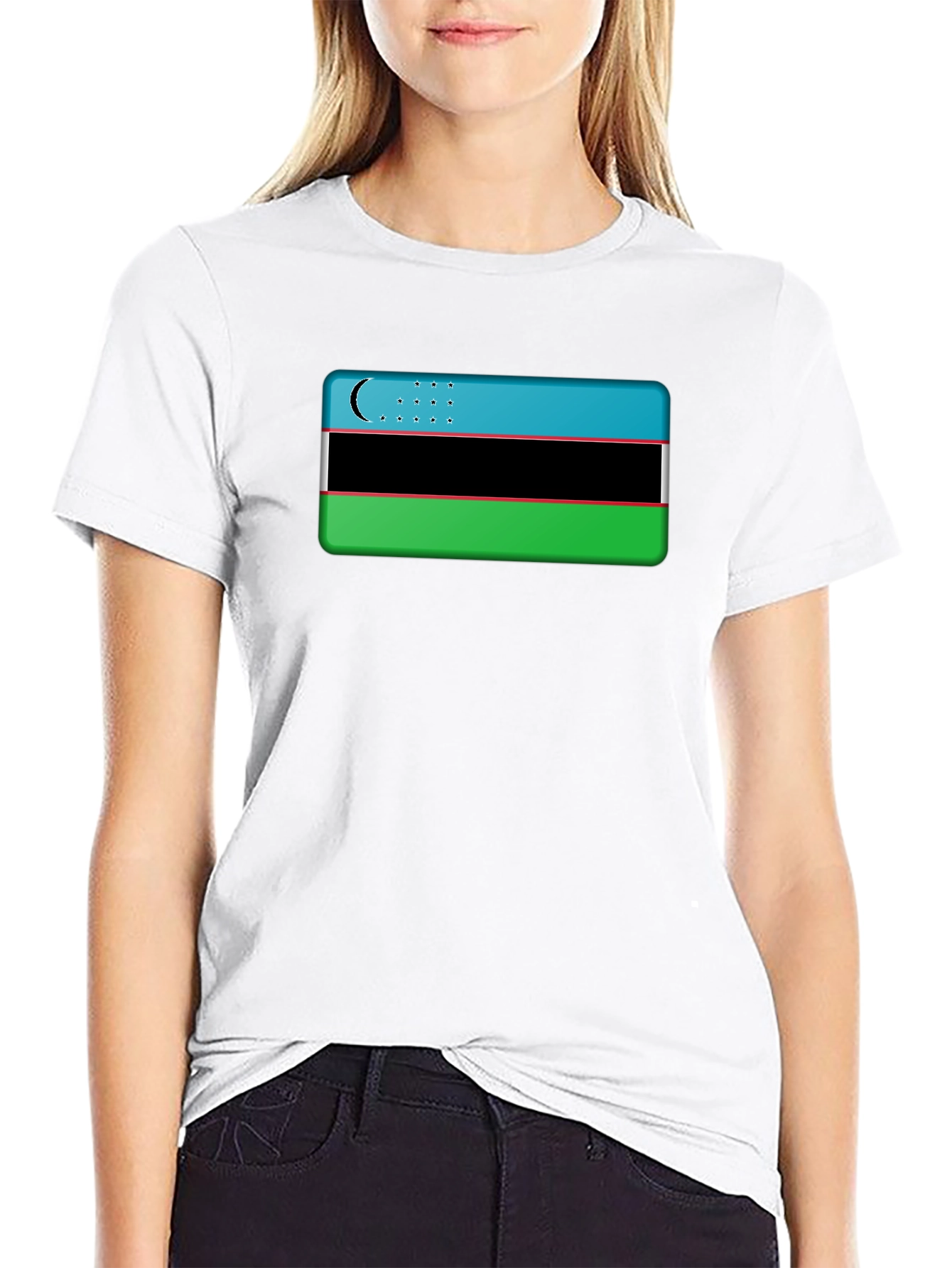 Uzbekistan Flag Graphic Tee - Black