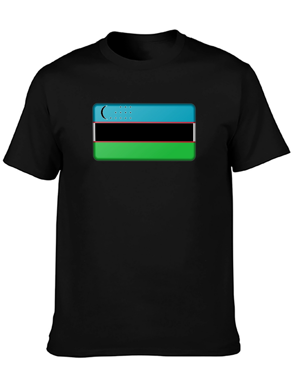 Uzbekistan Flag Graphic Tee - Black