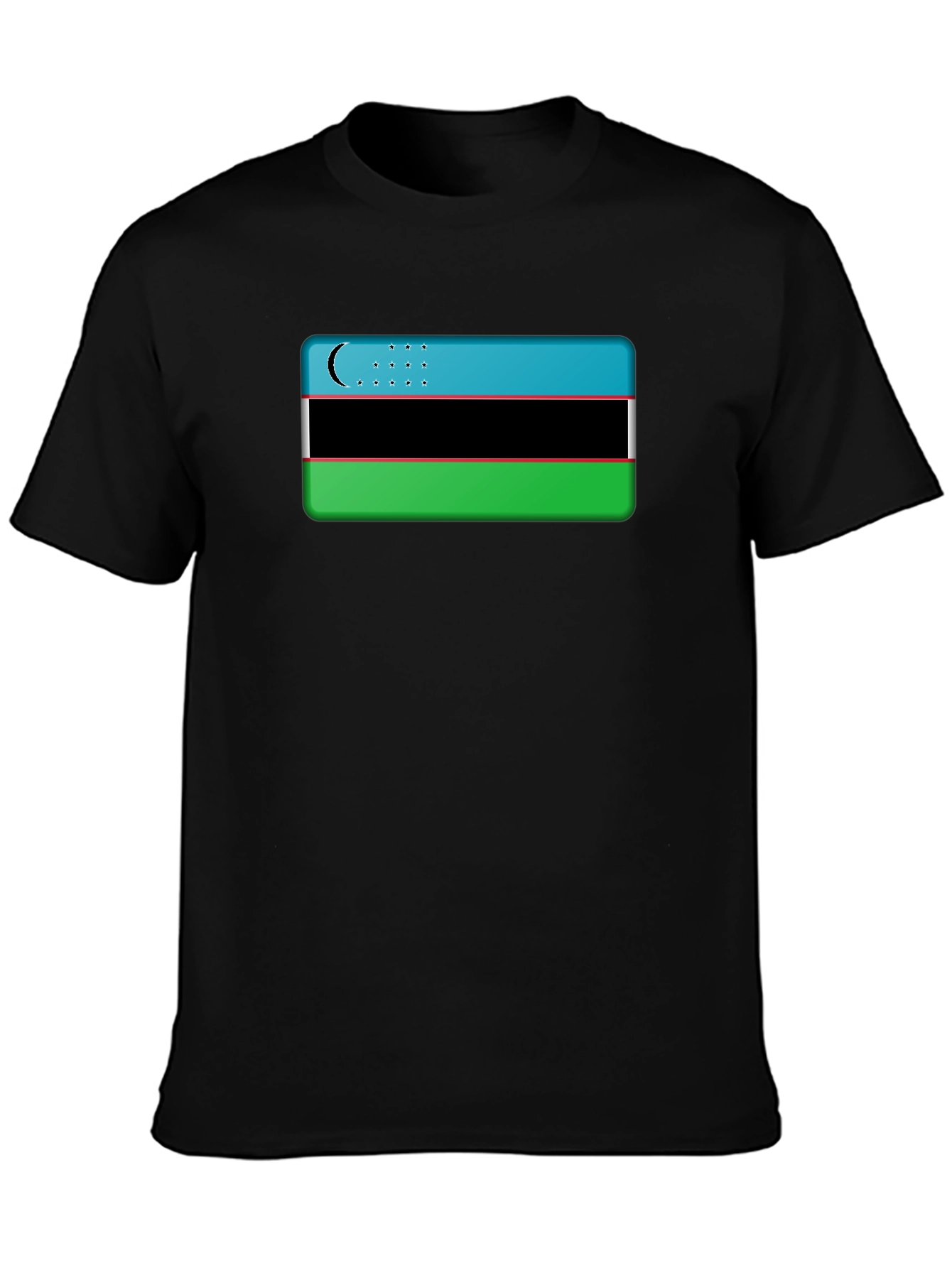 Uzbekistan Flag Graphic Tee - Black