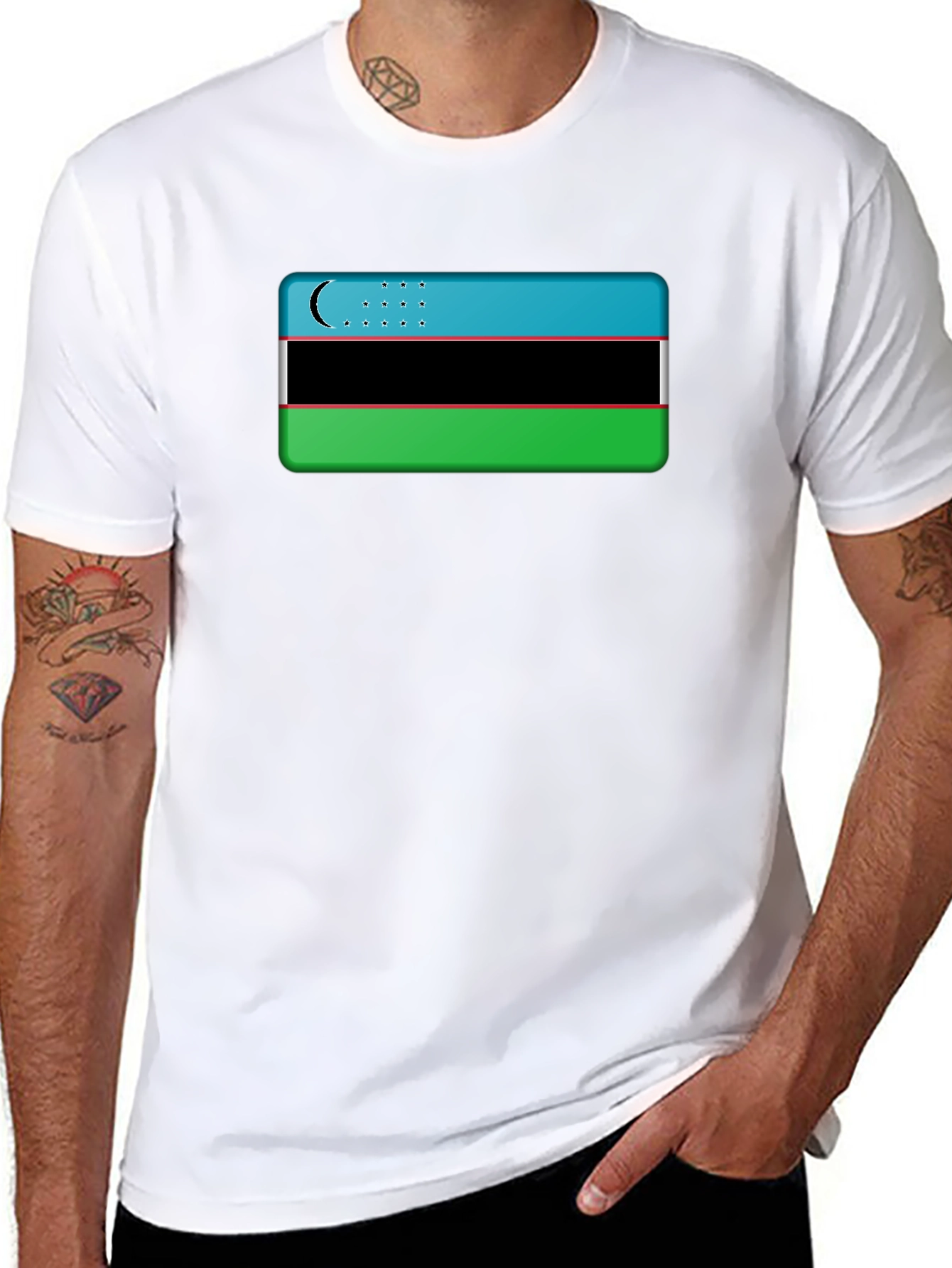 Uzbekistan Flag Graphic Tee - Black