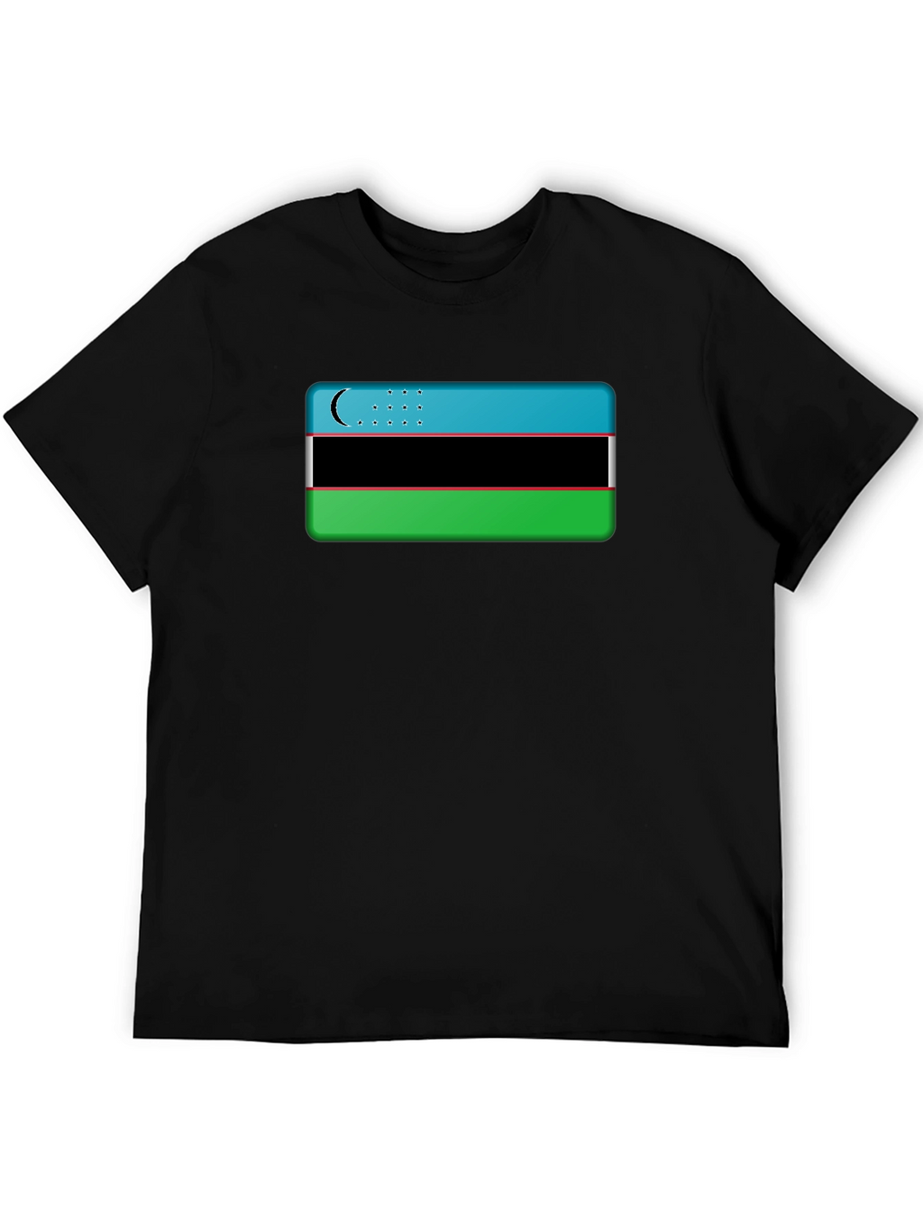 Uzbekistan Flag Graphic Tee - Black