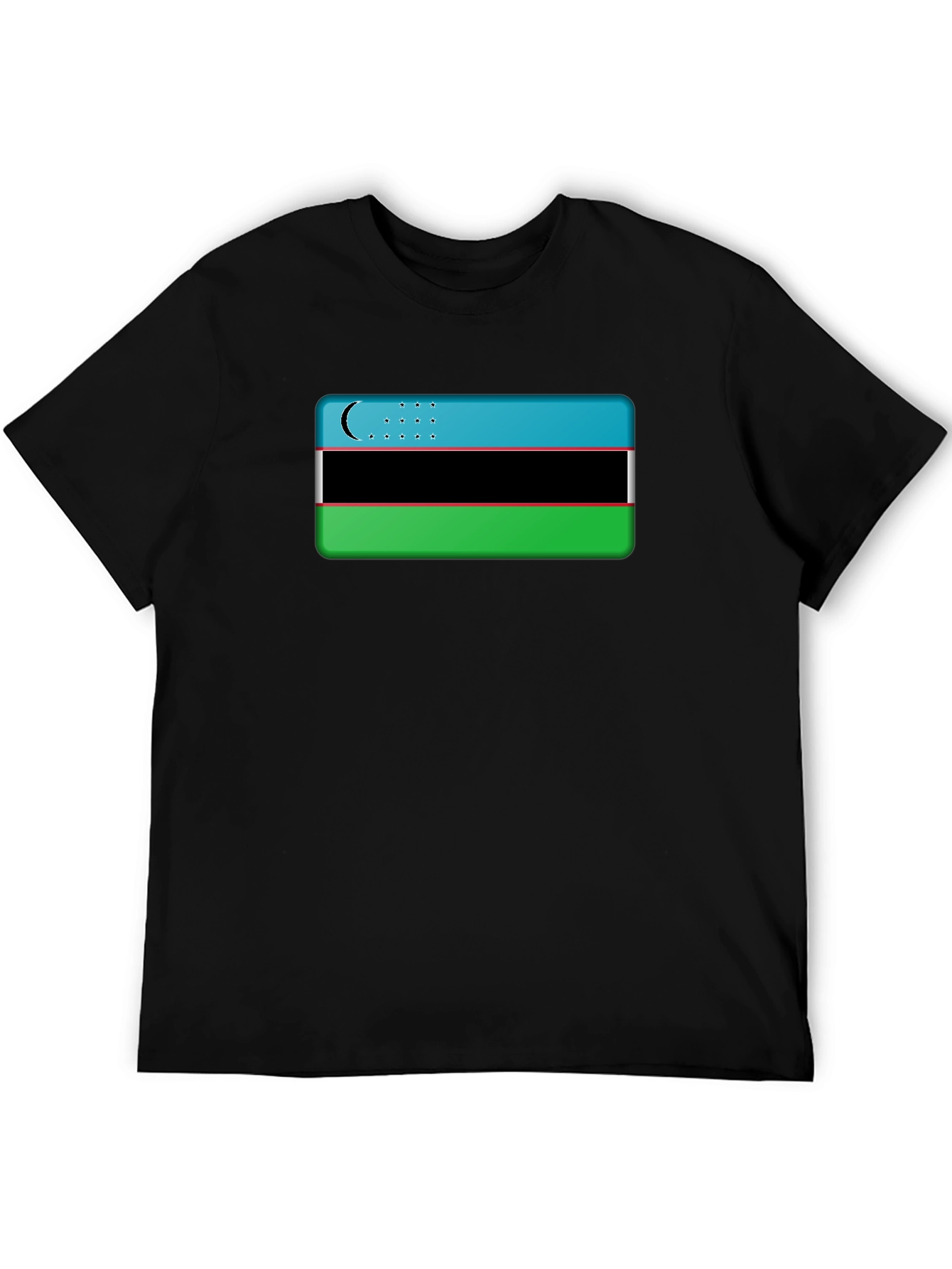 Uzbekistan Flag Graphic Tee - Black