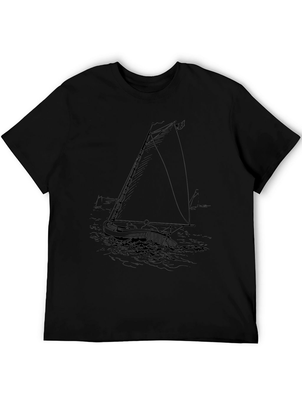 Nautical Sailboat Graphic Tee - Black