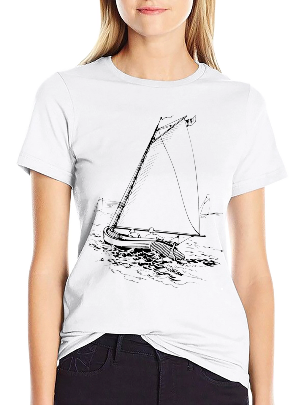Nautical Sailboat Graphic Tee - Black