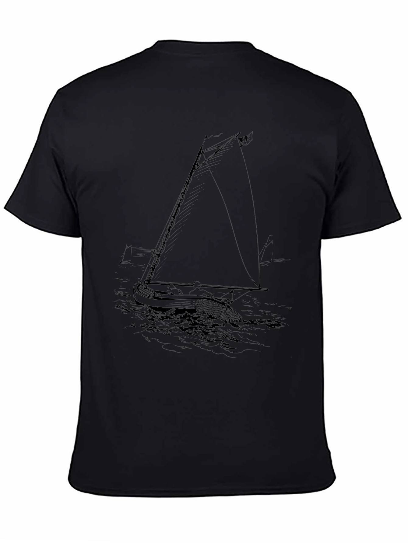 Nautical Sailboat Graphic Tee - Black