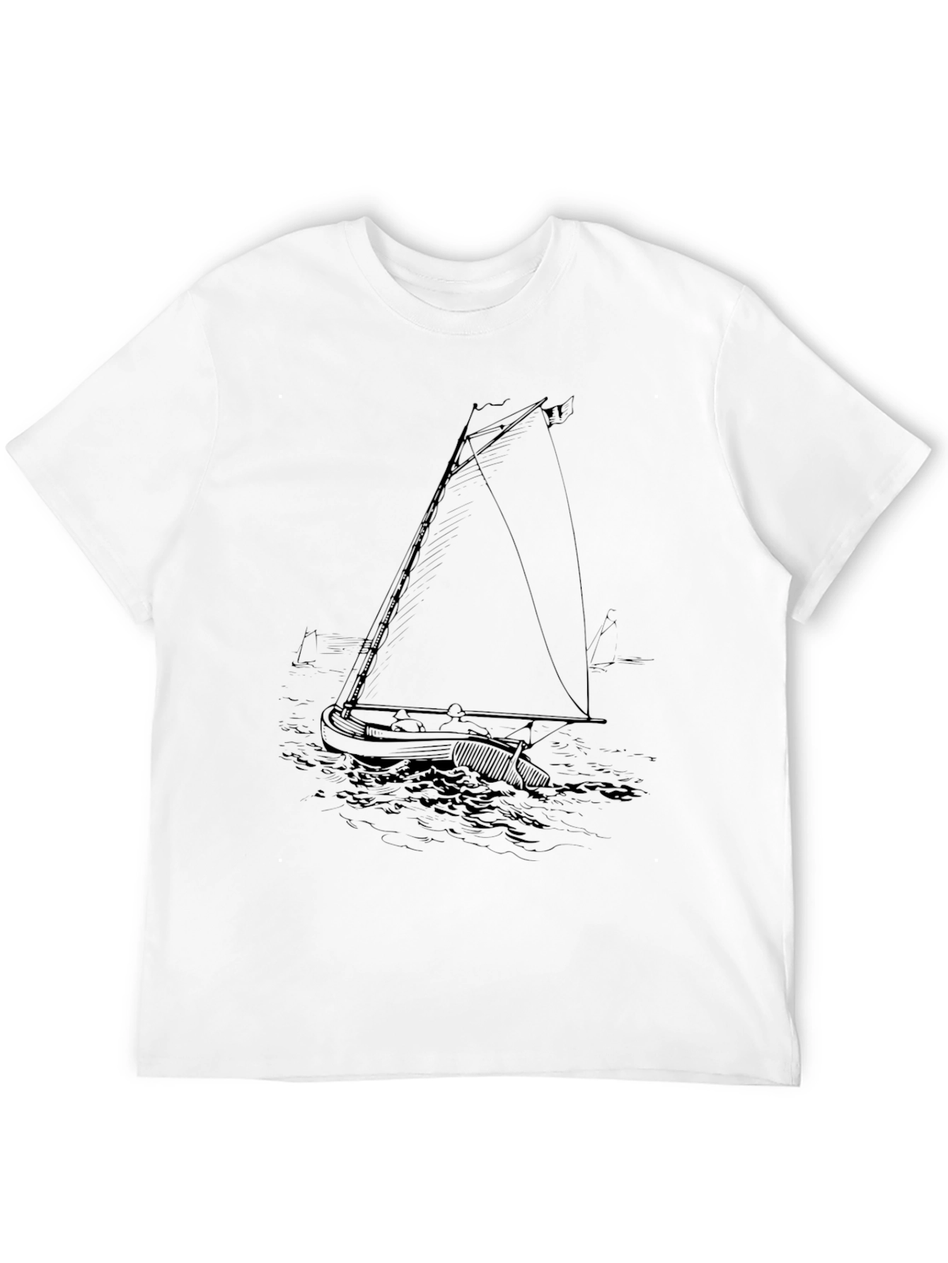 Nautical Sailboat Graphic Tee - Black