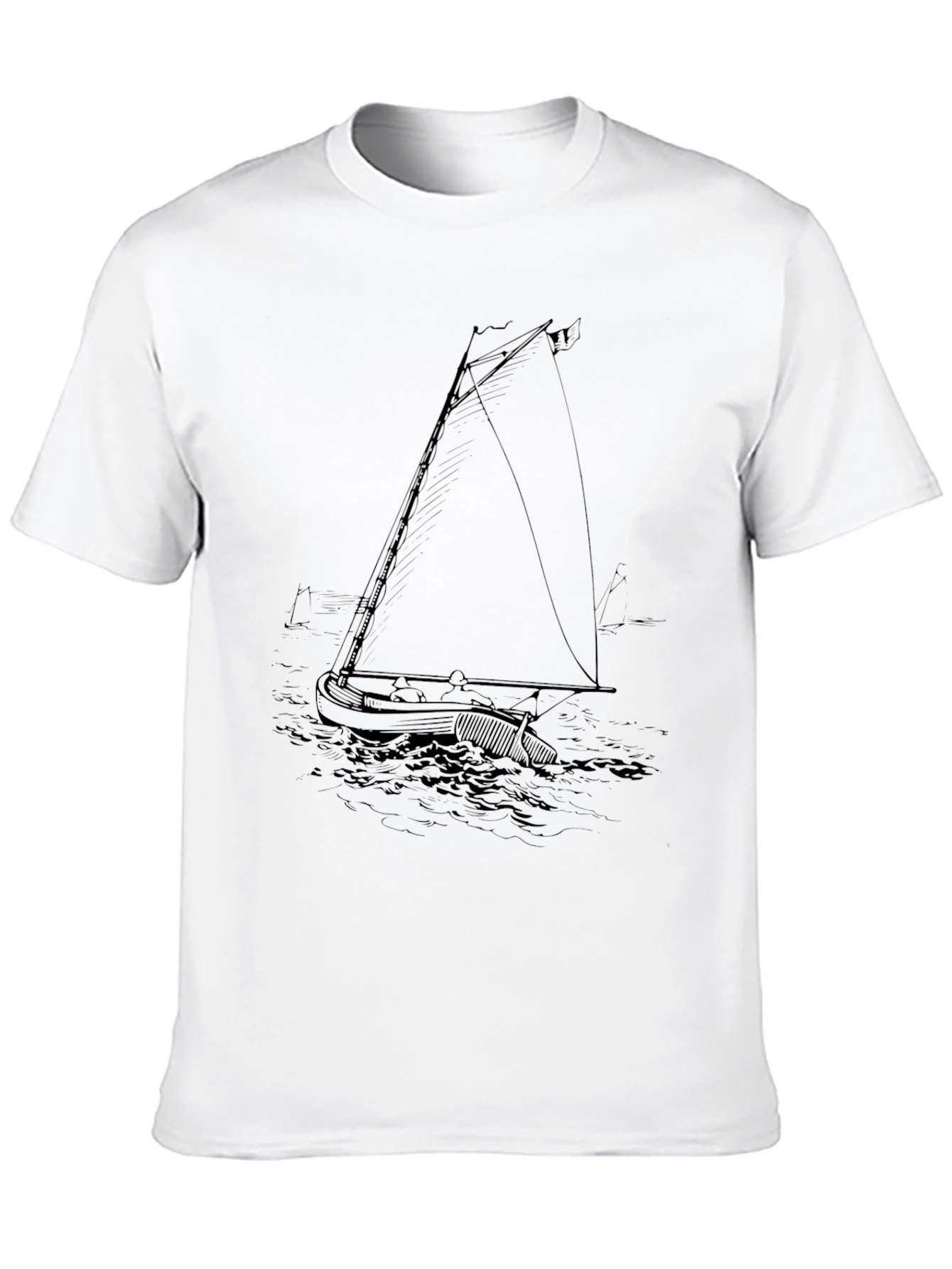 Nautical Sailboat Graphic Tee - Black