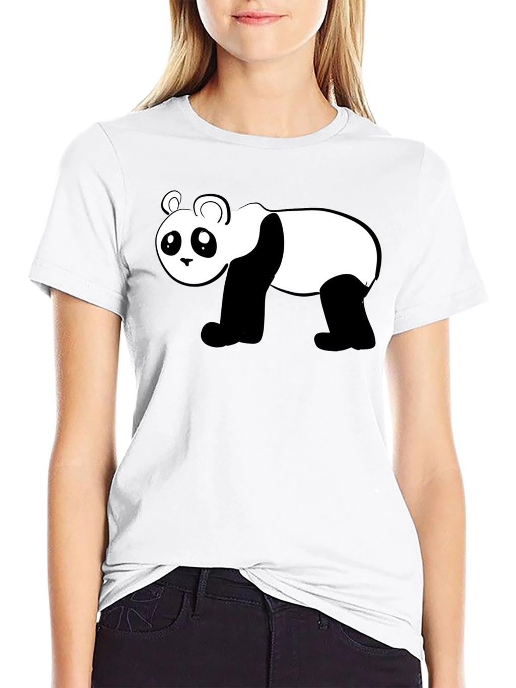 Cute Panda Graphic Black T-Shirt