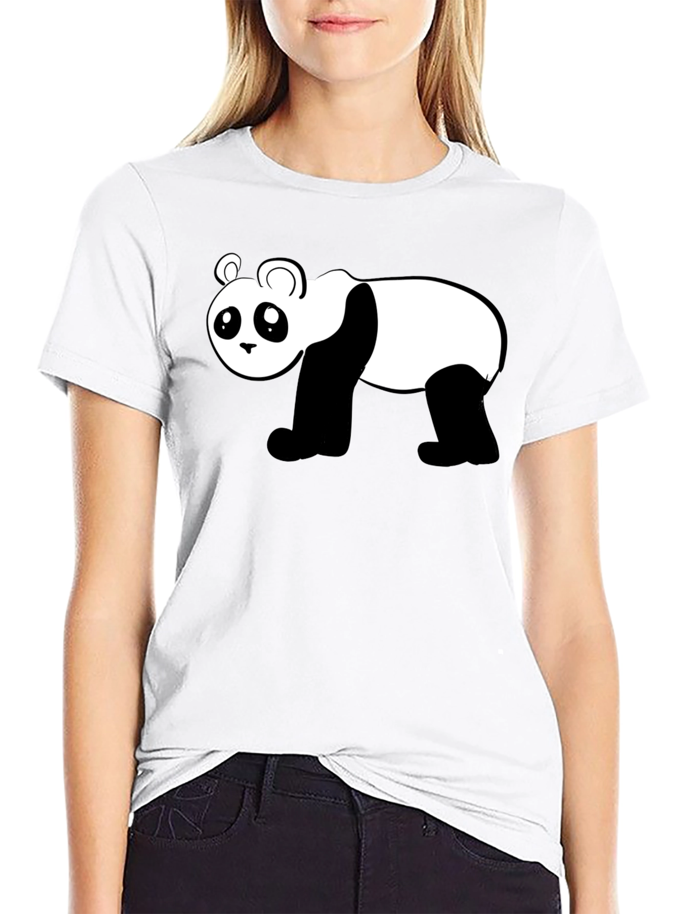 Cute Panda Graphic Black T-Shirt