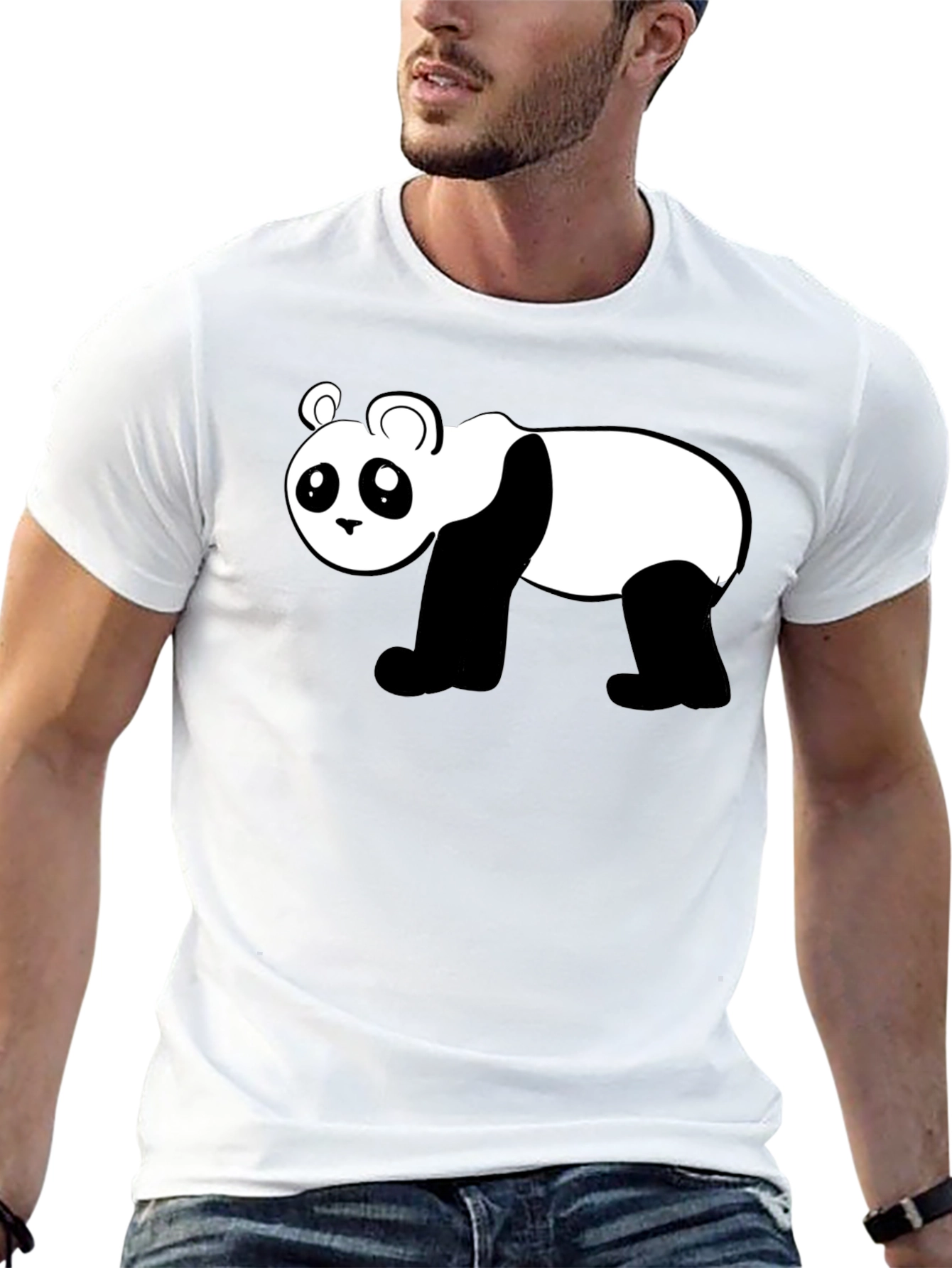 Cute Panda Graphic Black T-Shirt
