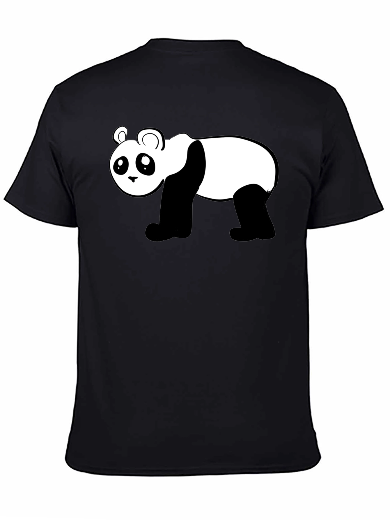 Cute Panda Graphic Black T-Shirt