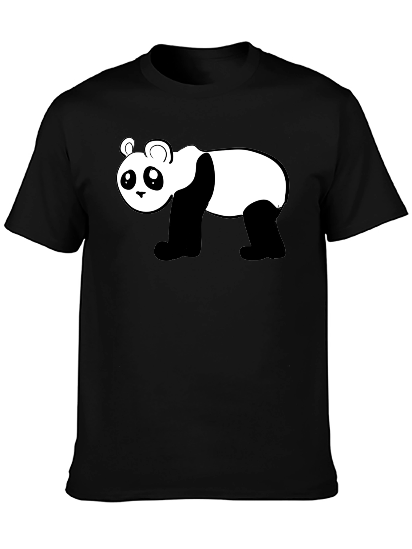 Cute Panda Graphic Black T-Shirt