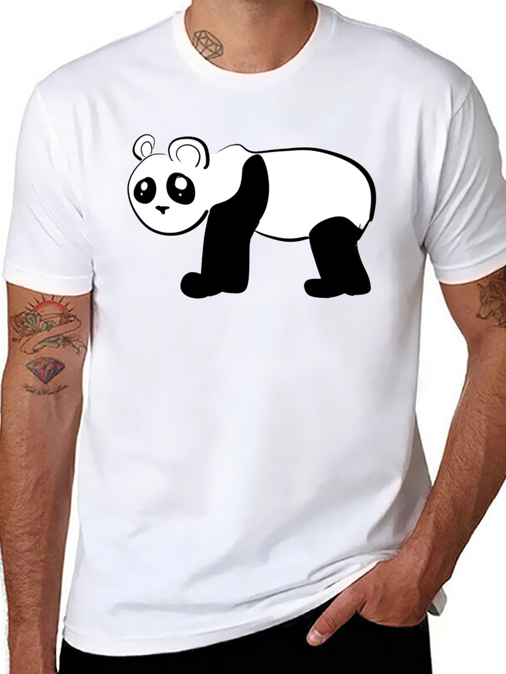 Cute Panda Graphic Black T-Shirt