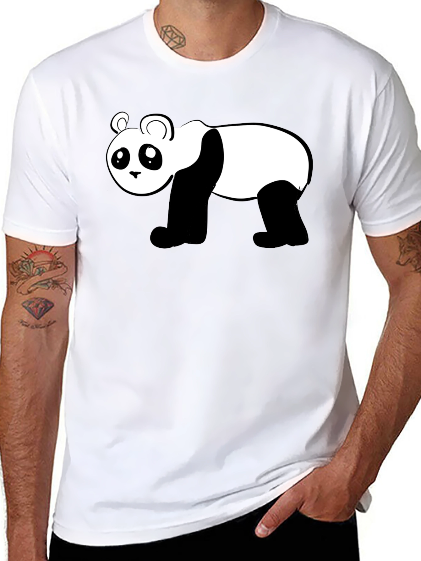 Cute Panda Graphic Black T-Shirt