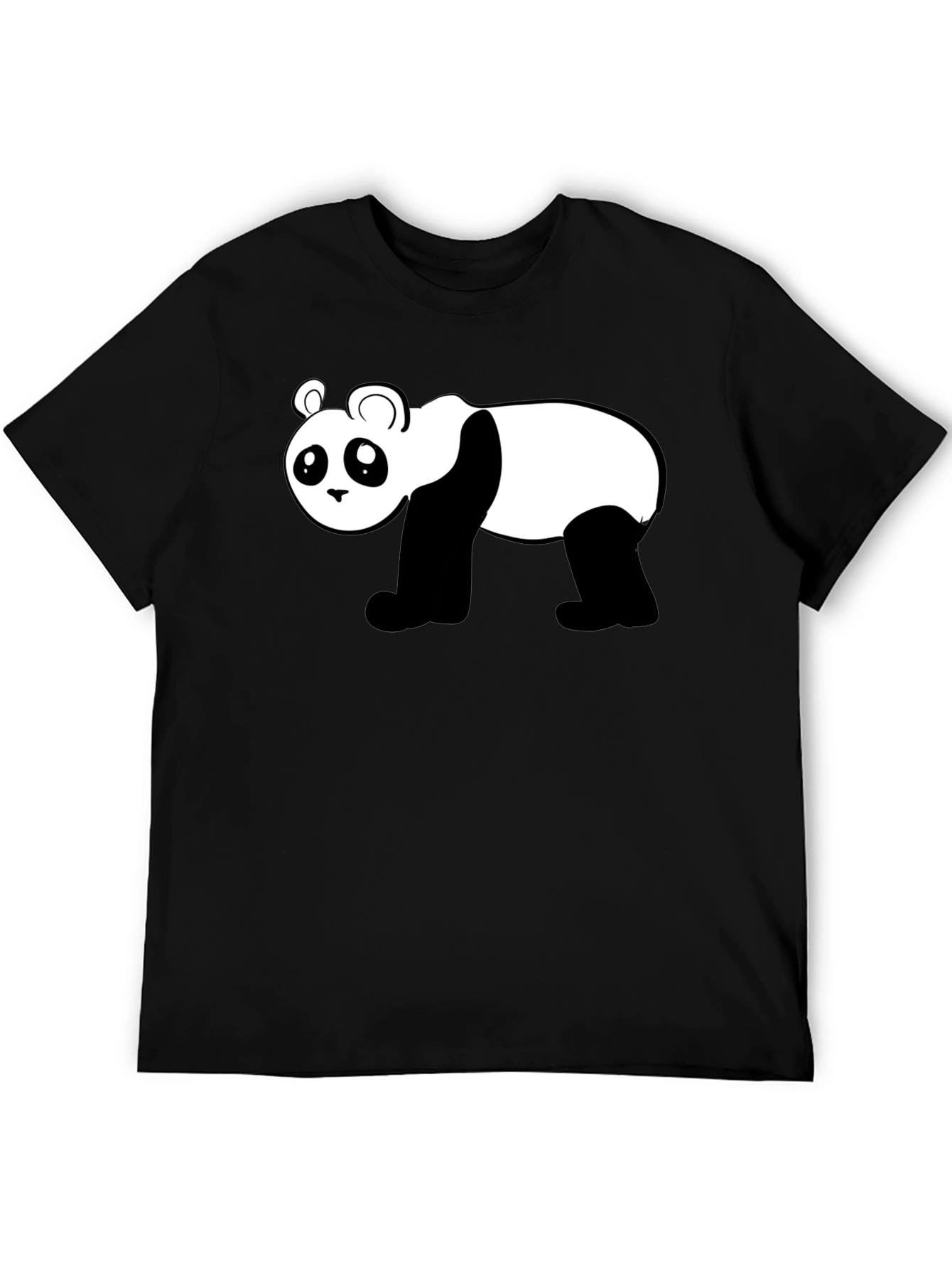 Cute Panda Graphic Black T-Shirt