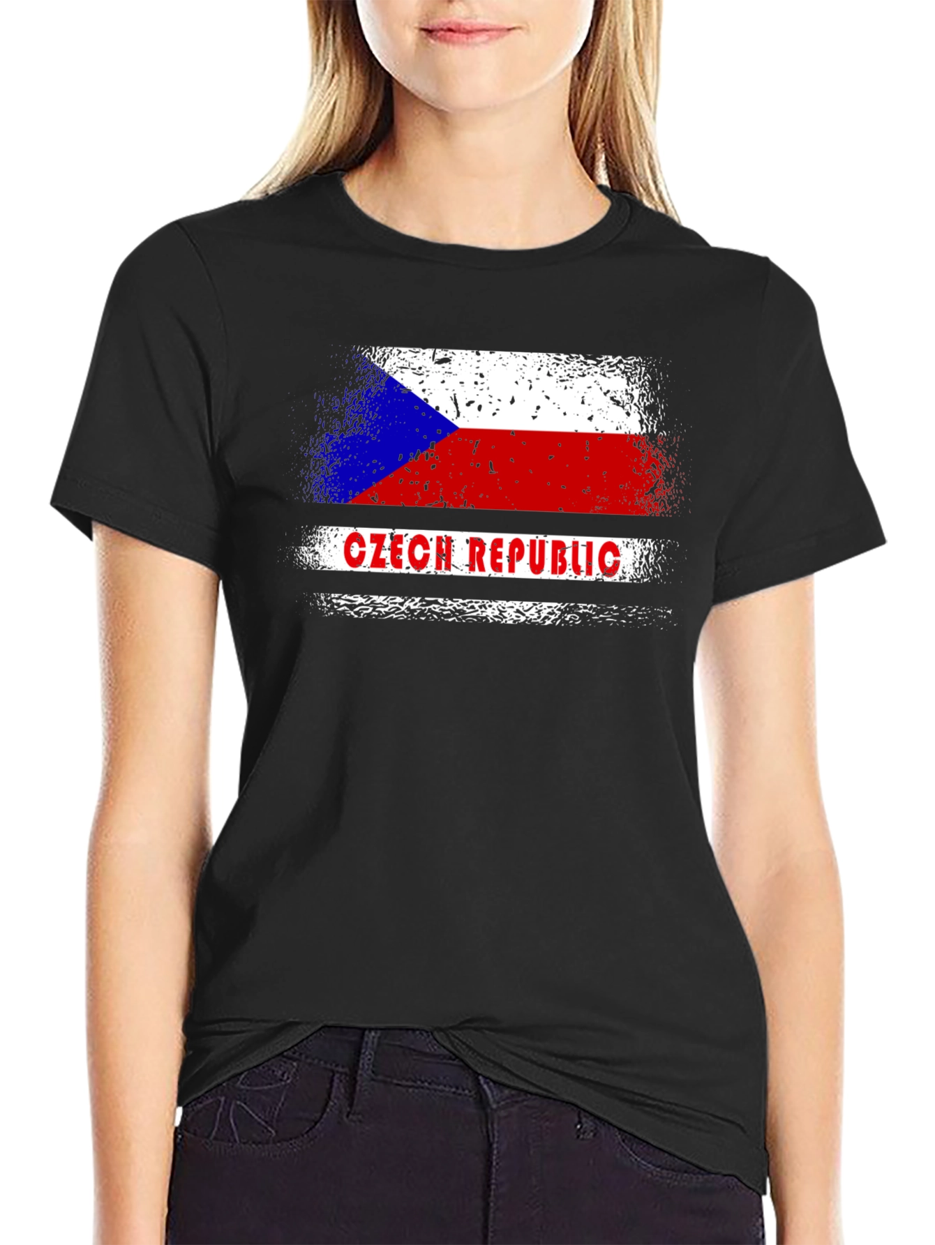 Czech Republic Flag T-Shirt - Distressed Graphic Tee