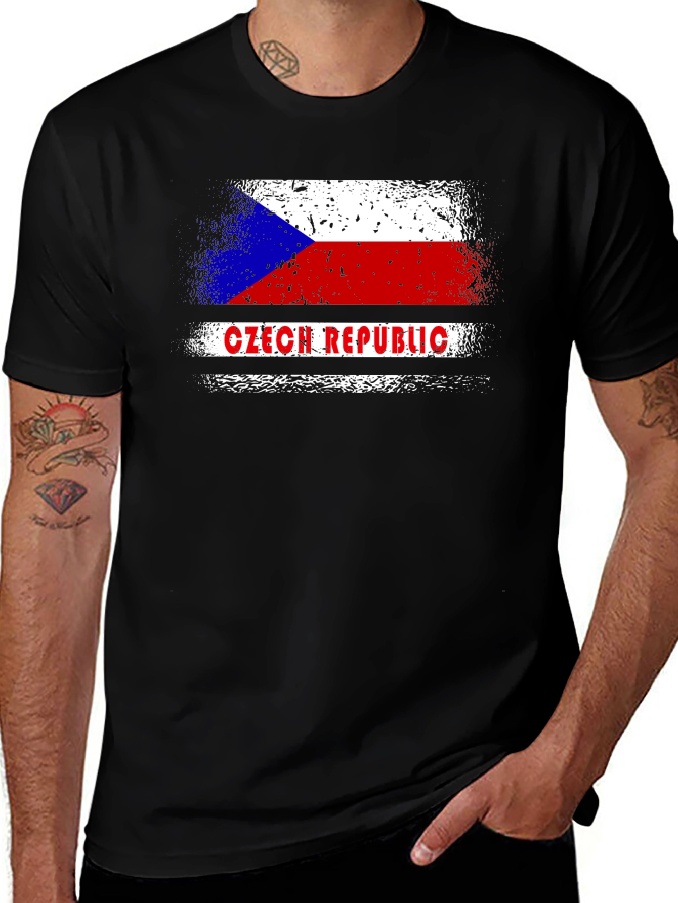 Czech Republic Flag T-Shirt - Distressed Graphic Tee