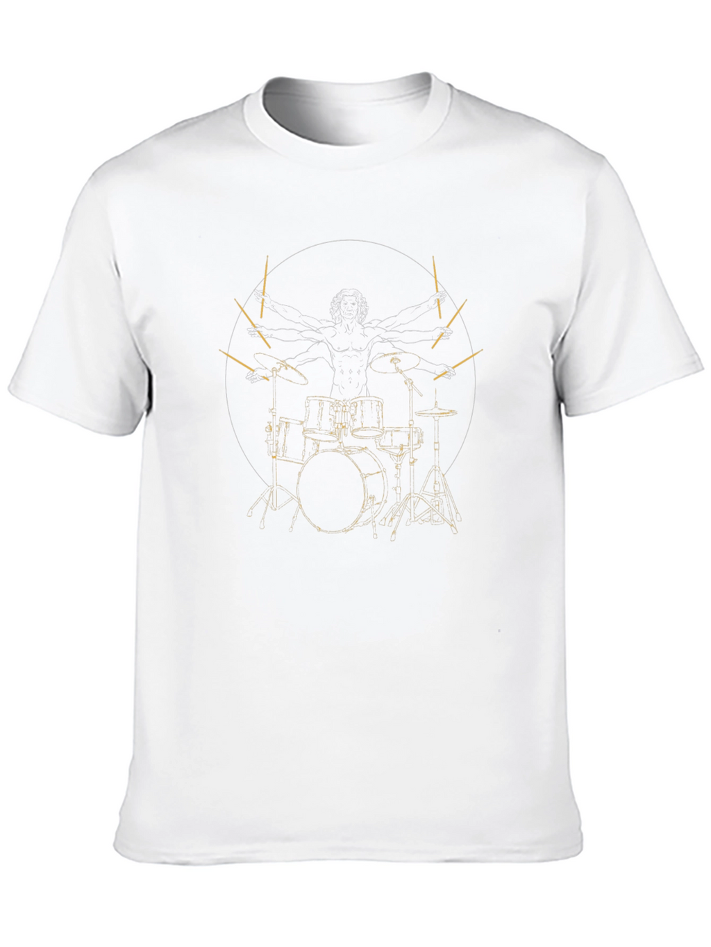 Drummer Vitruvian Man Black Graphic Tee