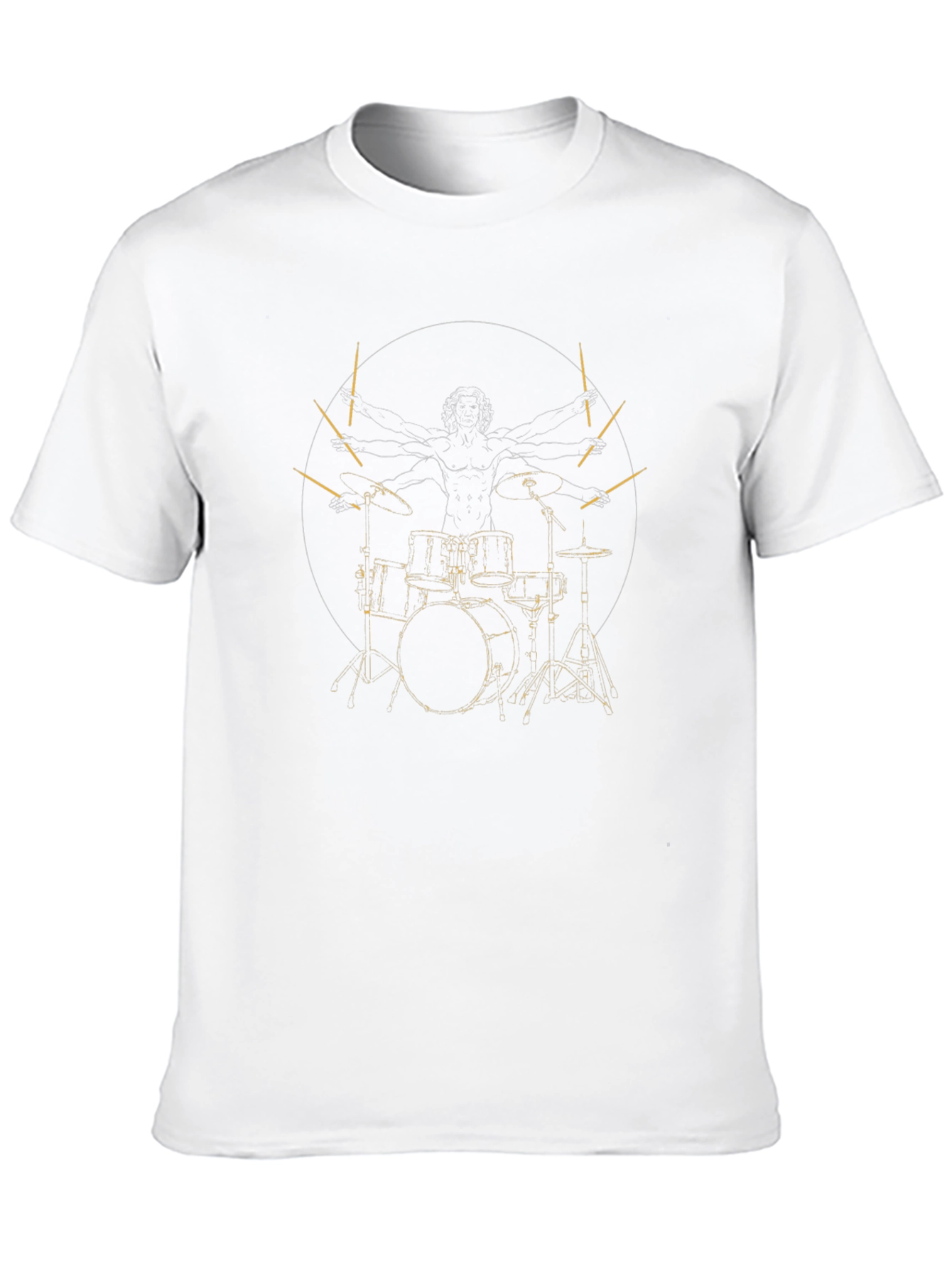 Drummer Vitruvian Man Black Graphic Tee