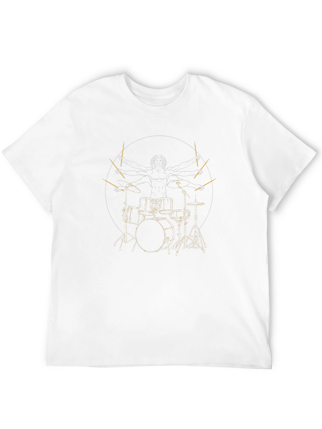 Drummer Vitruvian Man Black Graphic Tee