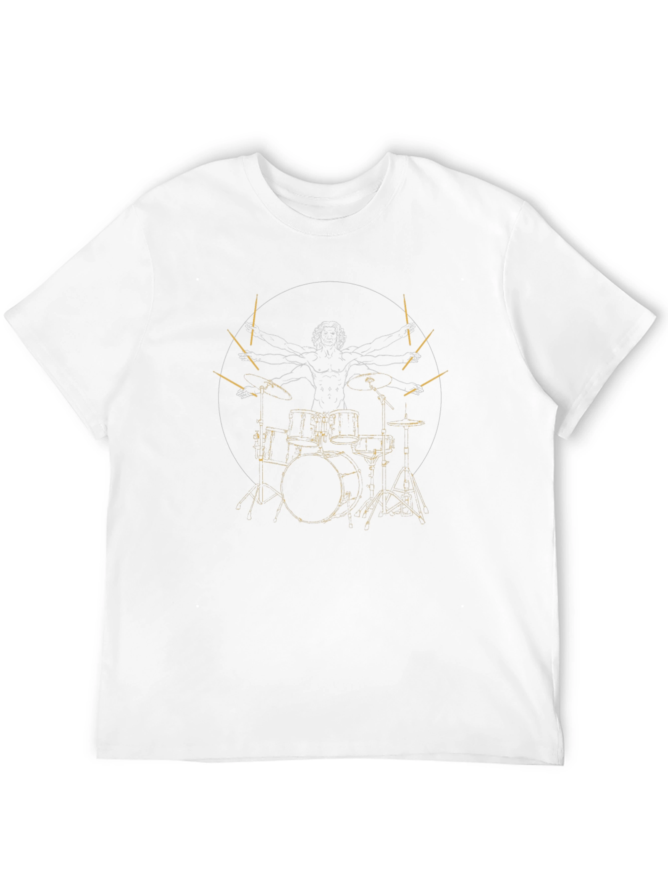 Drummer Vitruvian Man Black Graphic Tee
