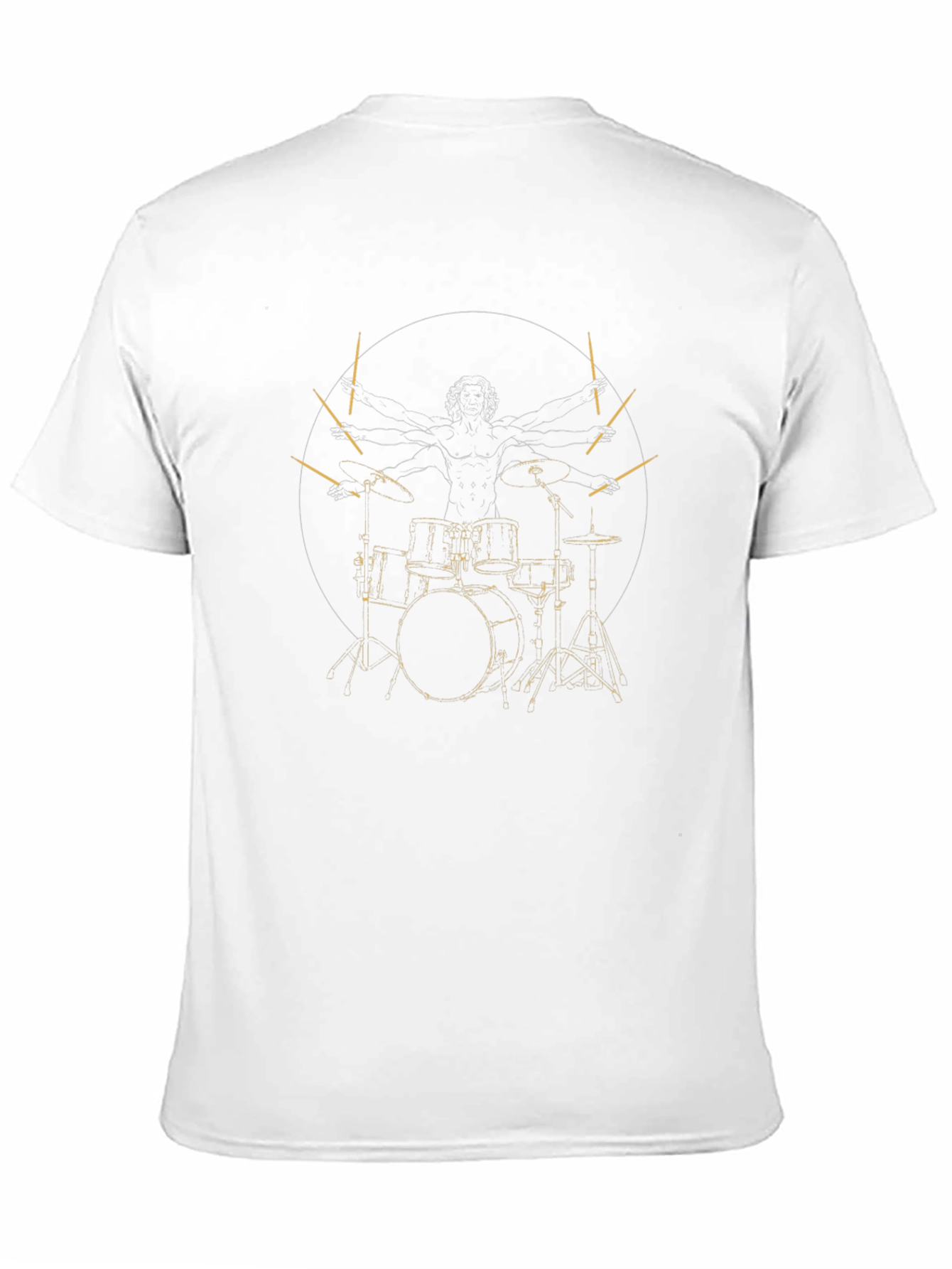 Drummer Vitruvian Man Black Graphic Tee