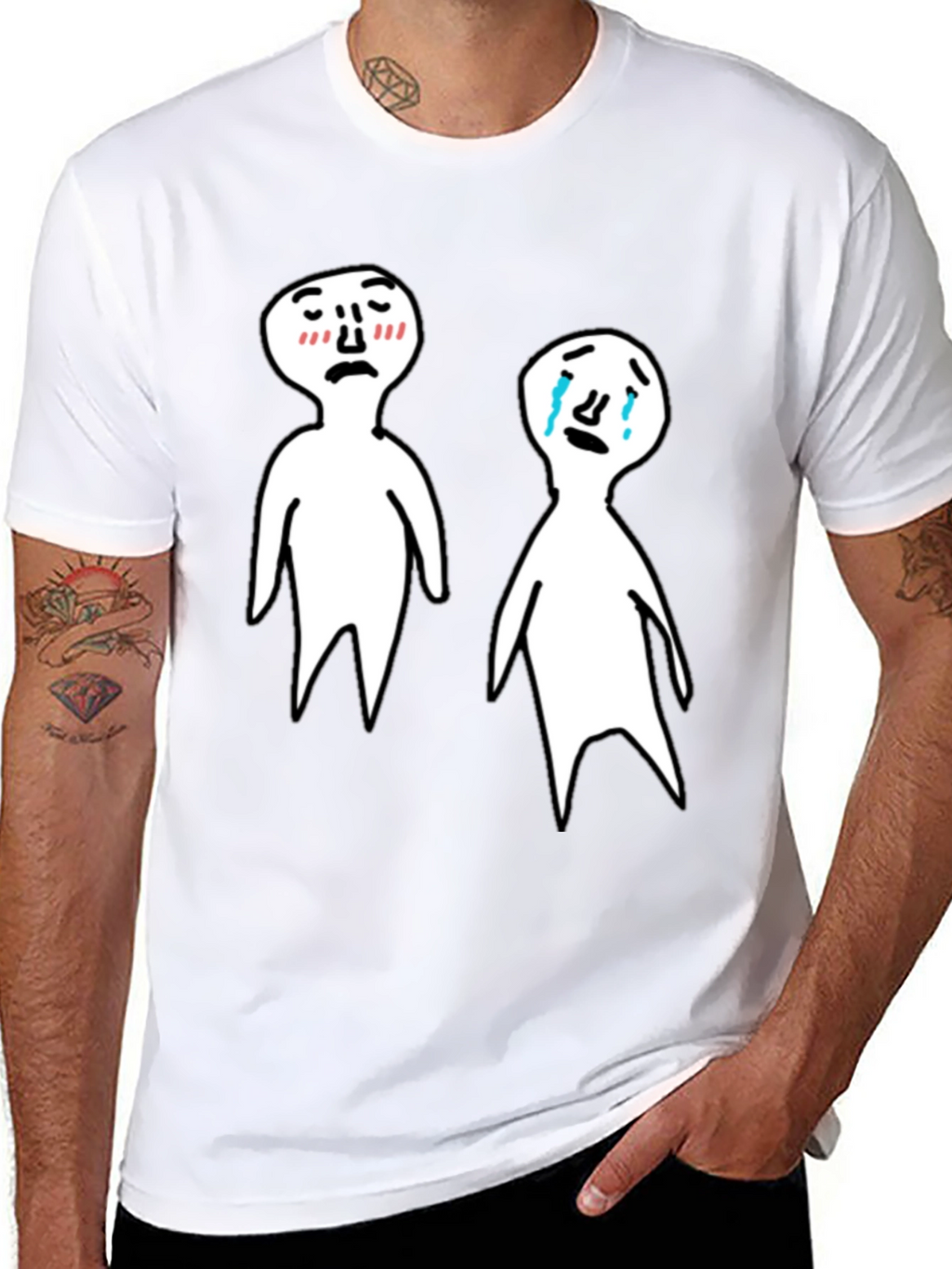 Emotional Cartoon T-Shirt - Black Tee