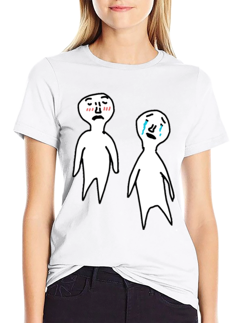 Emotional Cartoon T-Shirt - Black Tee