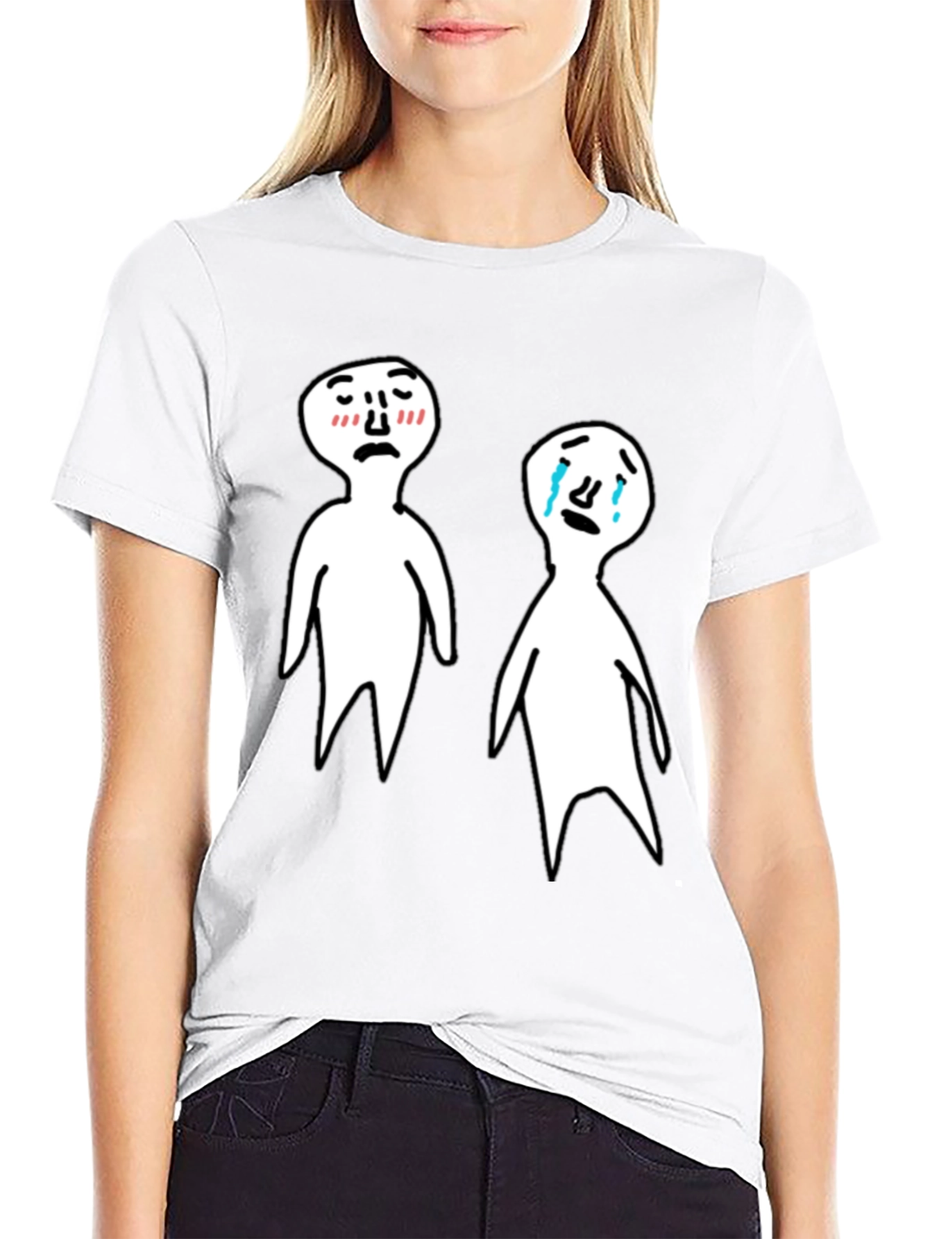 Emotional Cartoon T-Shirt - Black Tee