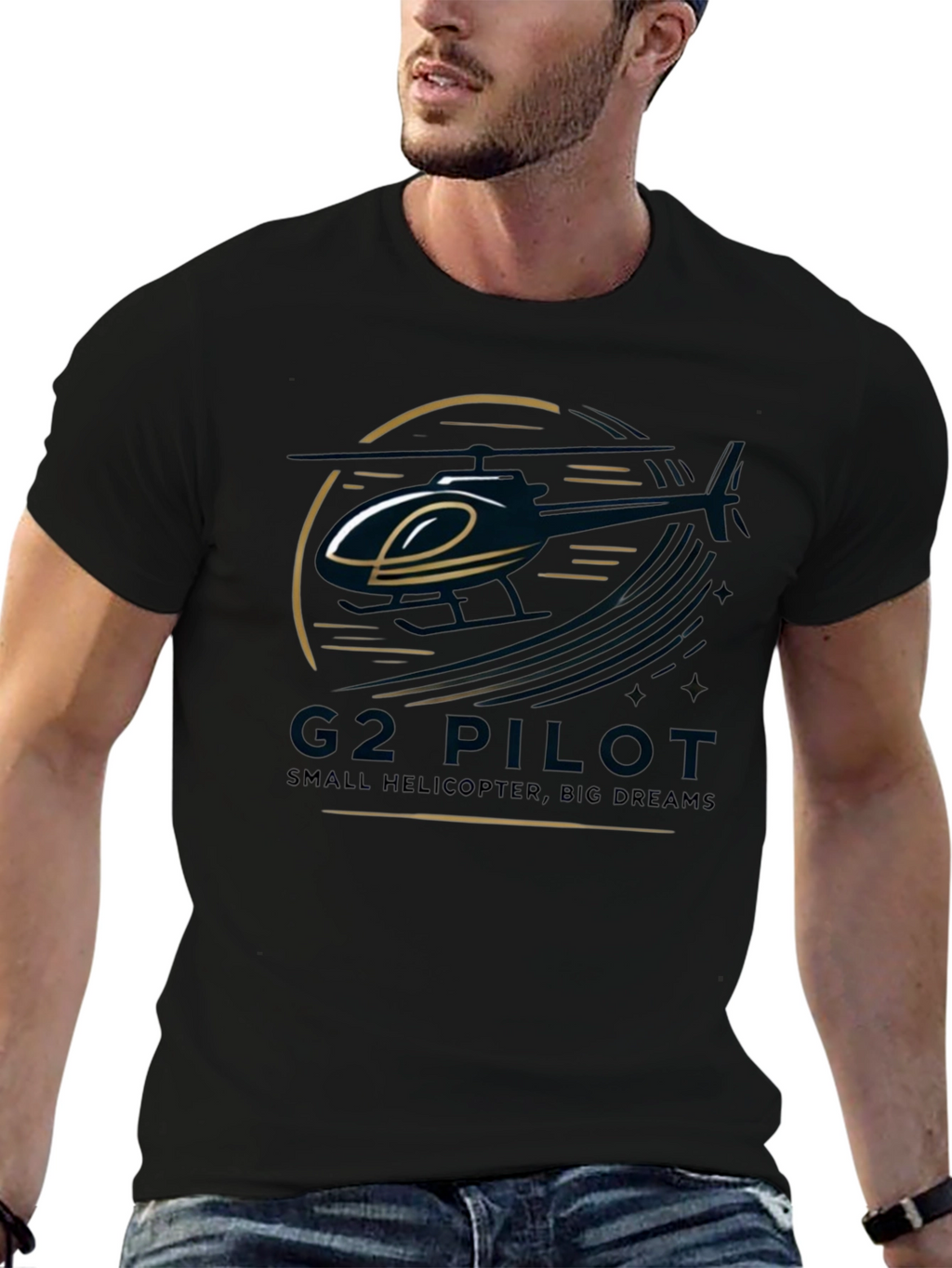 G2 Pilot Helicopter Graphic Black T-Shirt