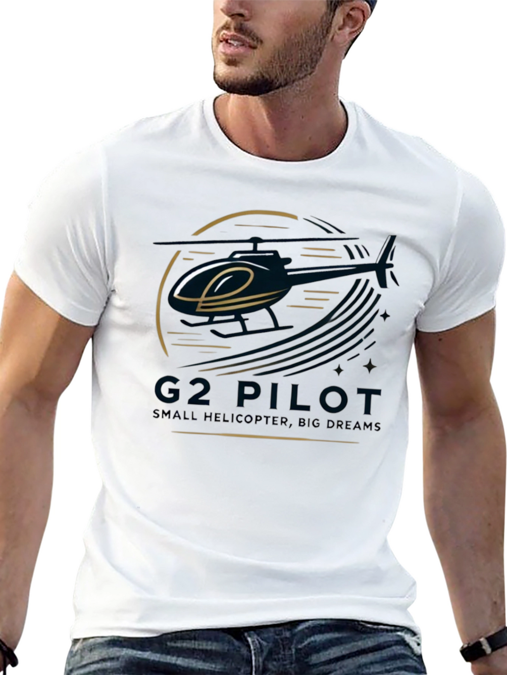 G2 Pilot Helicopter Graphic Black T-Shirt