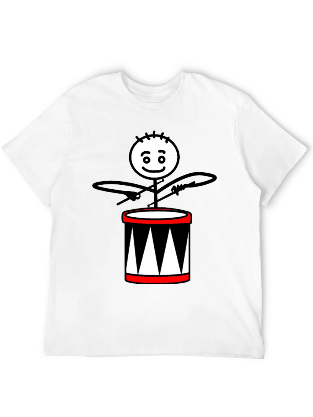 Drummer Stick Figure Black T-Shirt