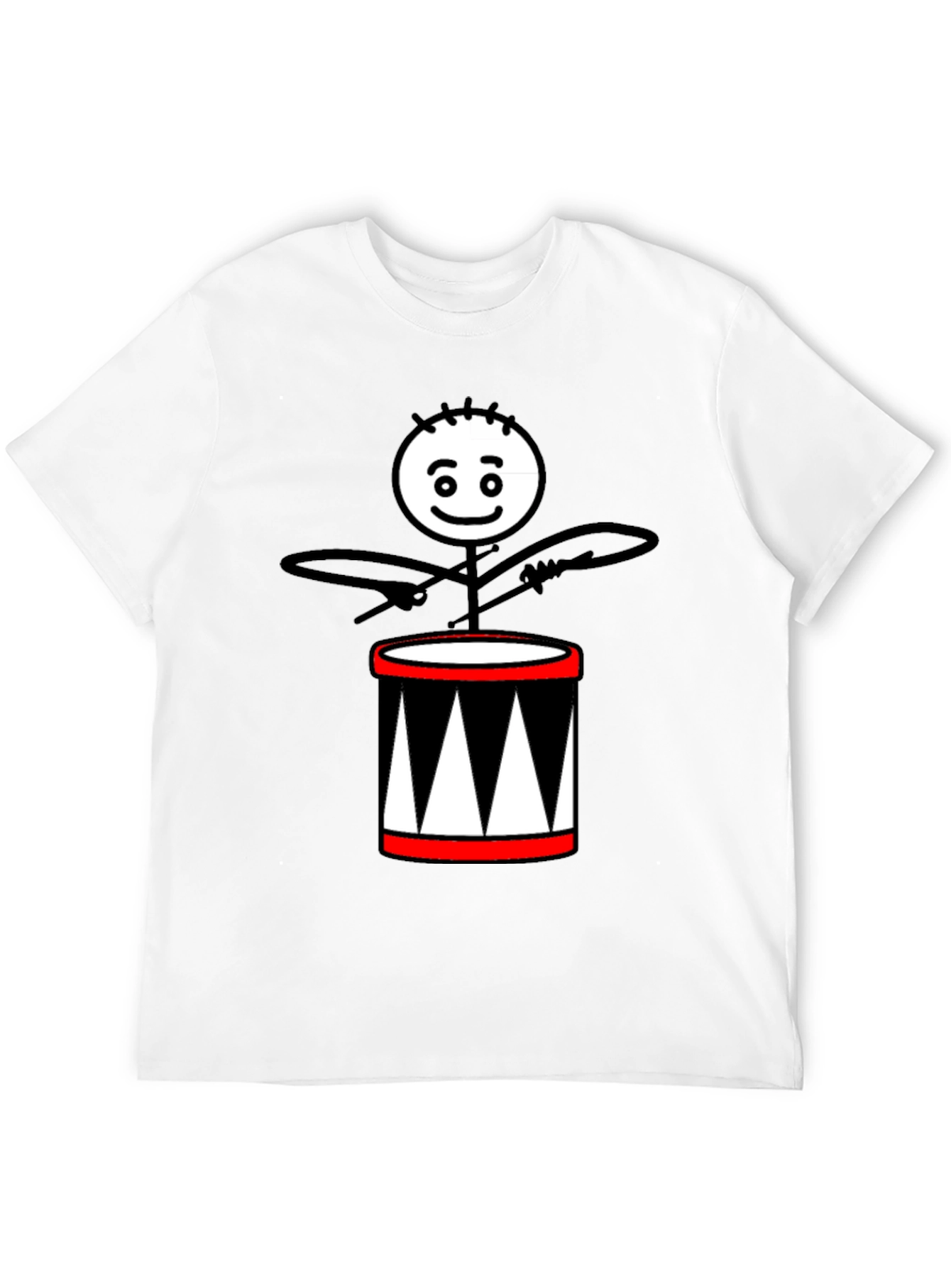 Drummer Stick Figure Black T-Shirt