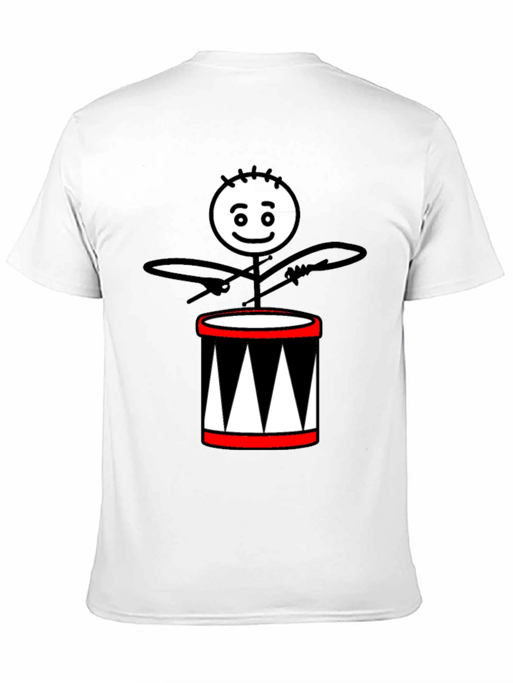 Drummer Stick Figure Black T-Shirt