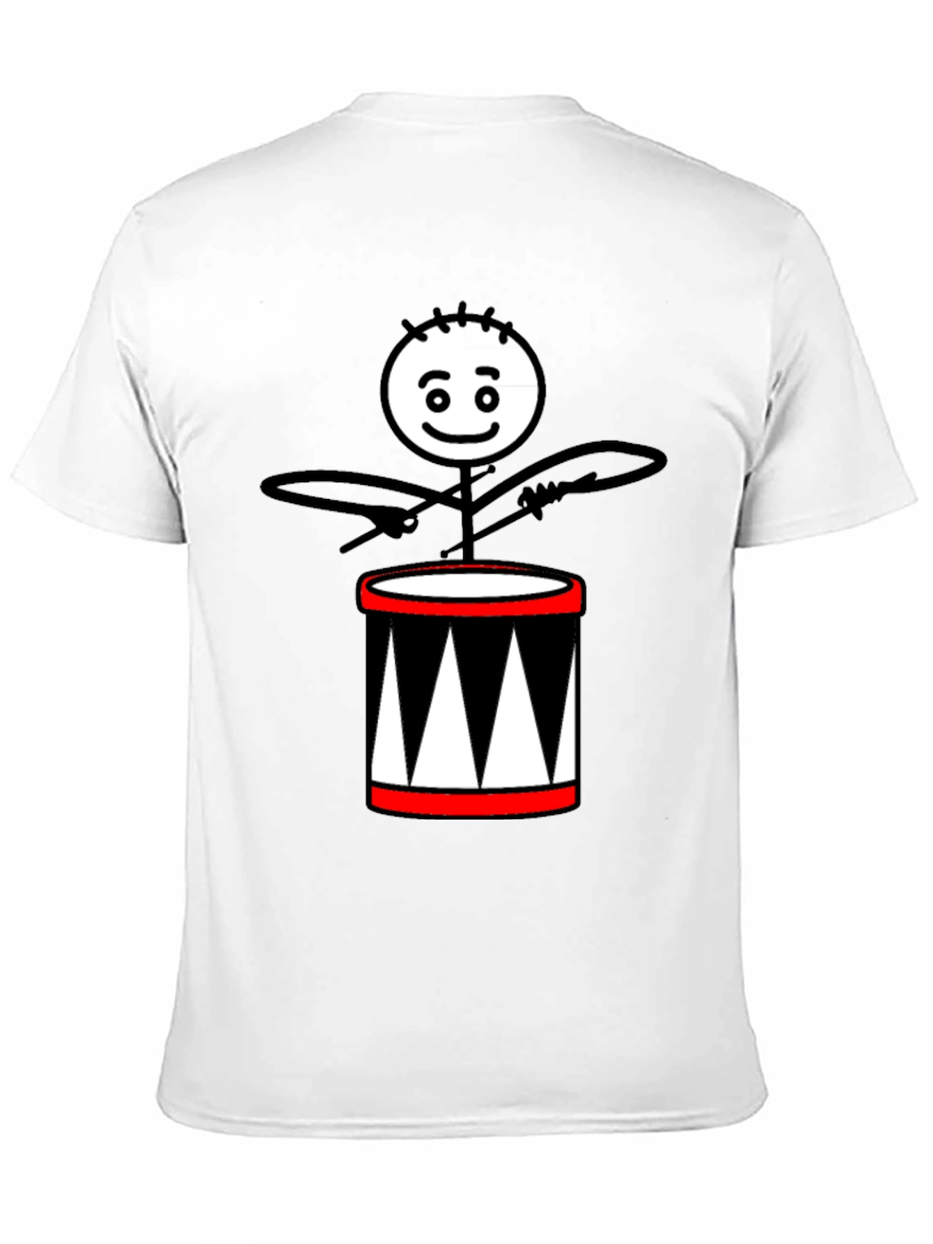 Drummer Stick Figure Black T-Shirt