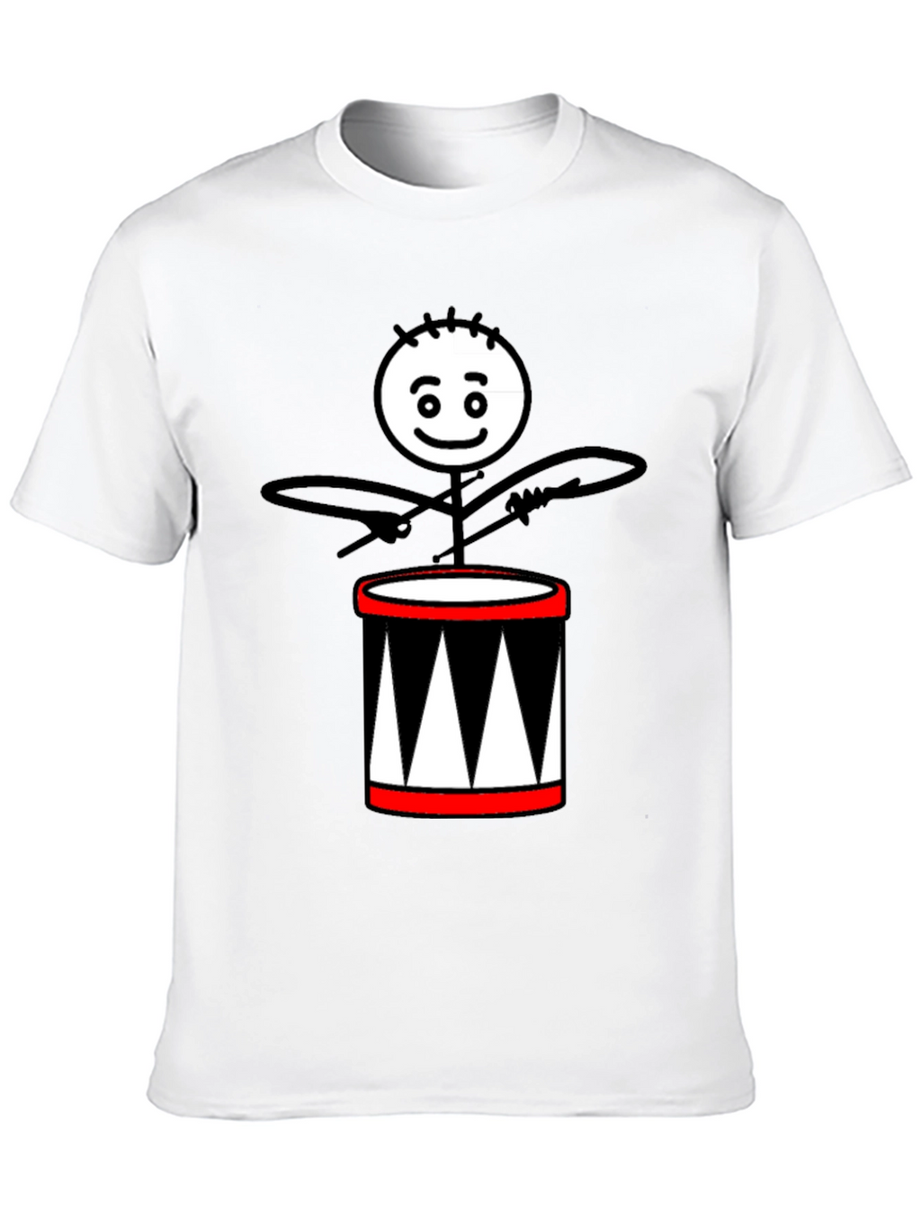 Drummer Stick Figure Black T-Shirt