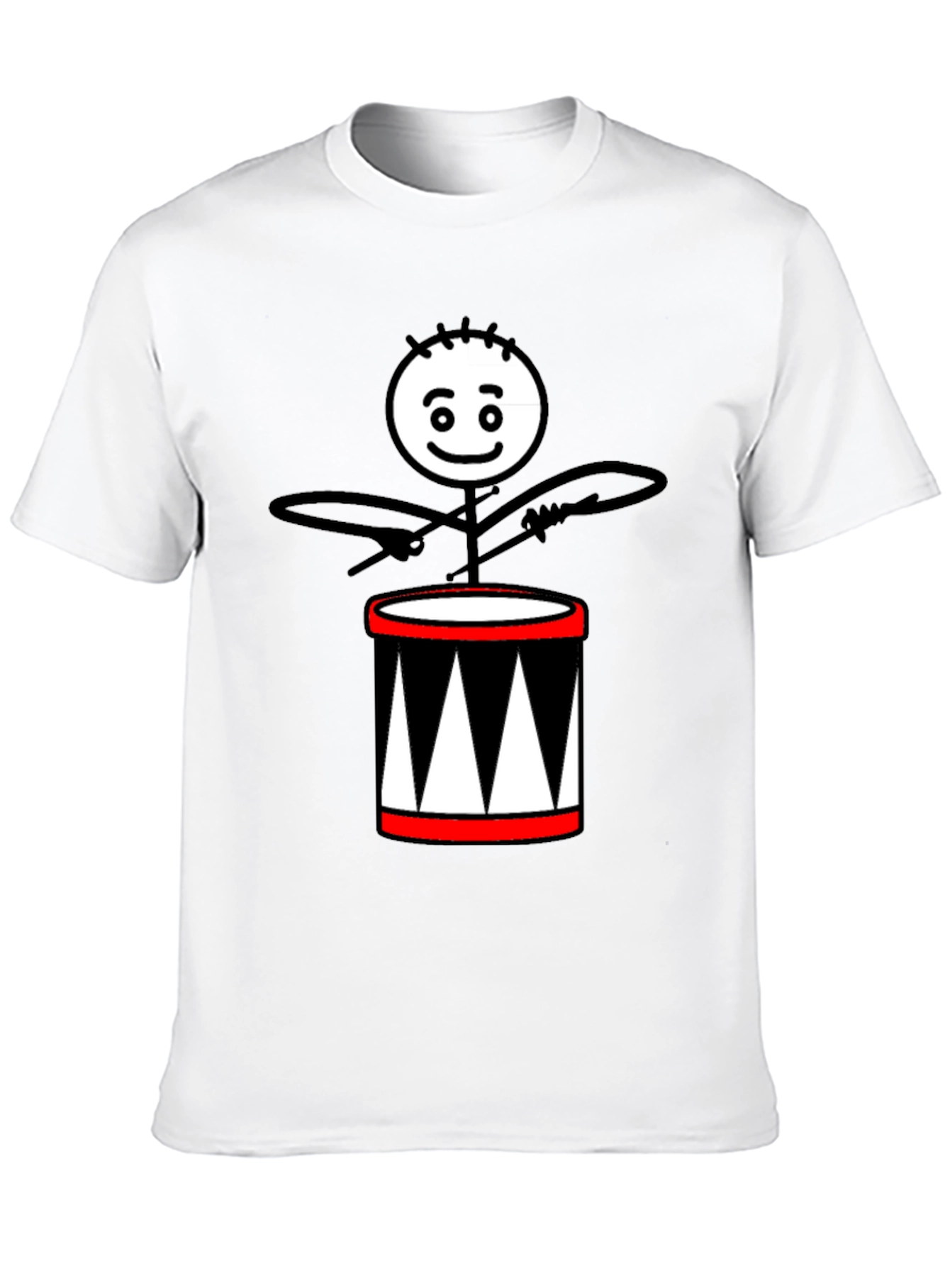 Drummer Stick Figure Black T-Shirt