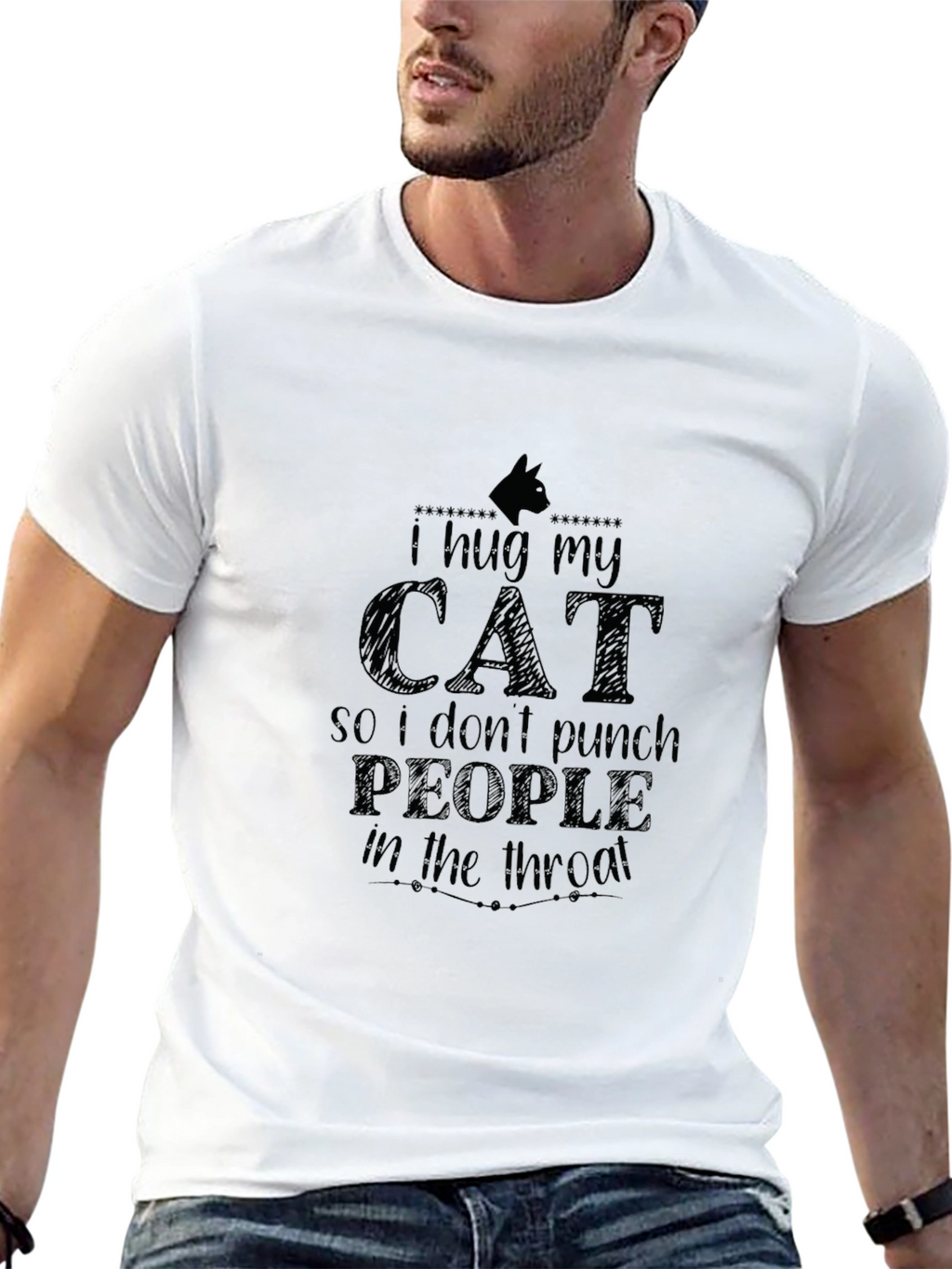 I Hug My Cat Black T-Shirt