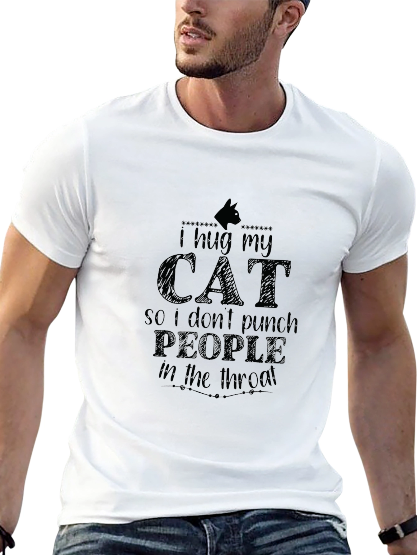 I Hug My Cat Black T-Shirt