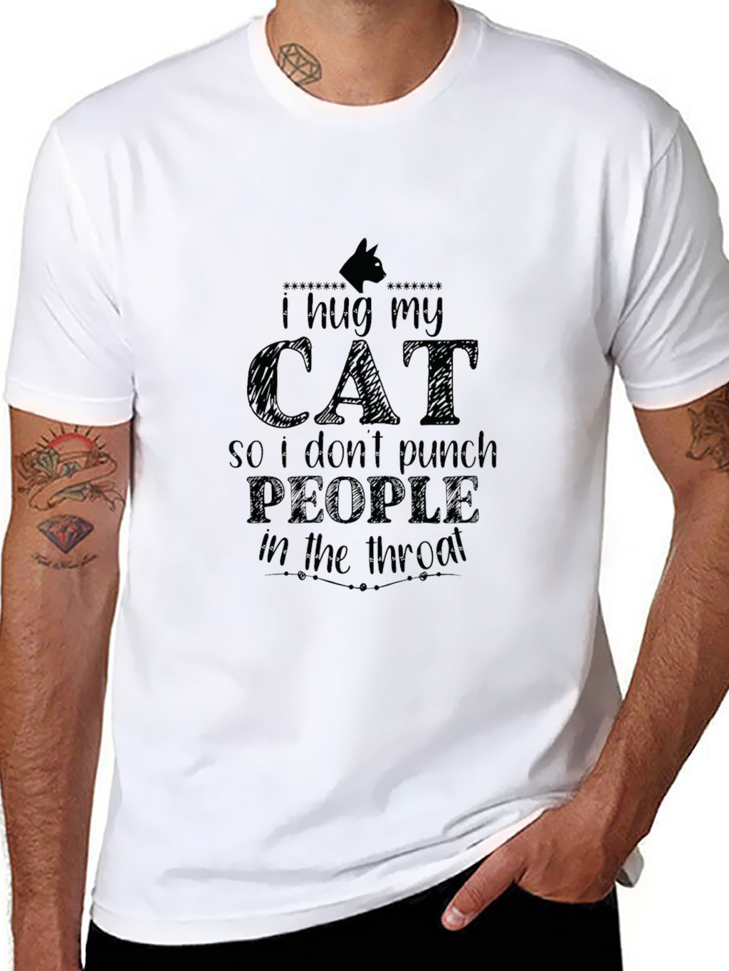 I Hug My Cat Black T-Shirt