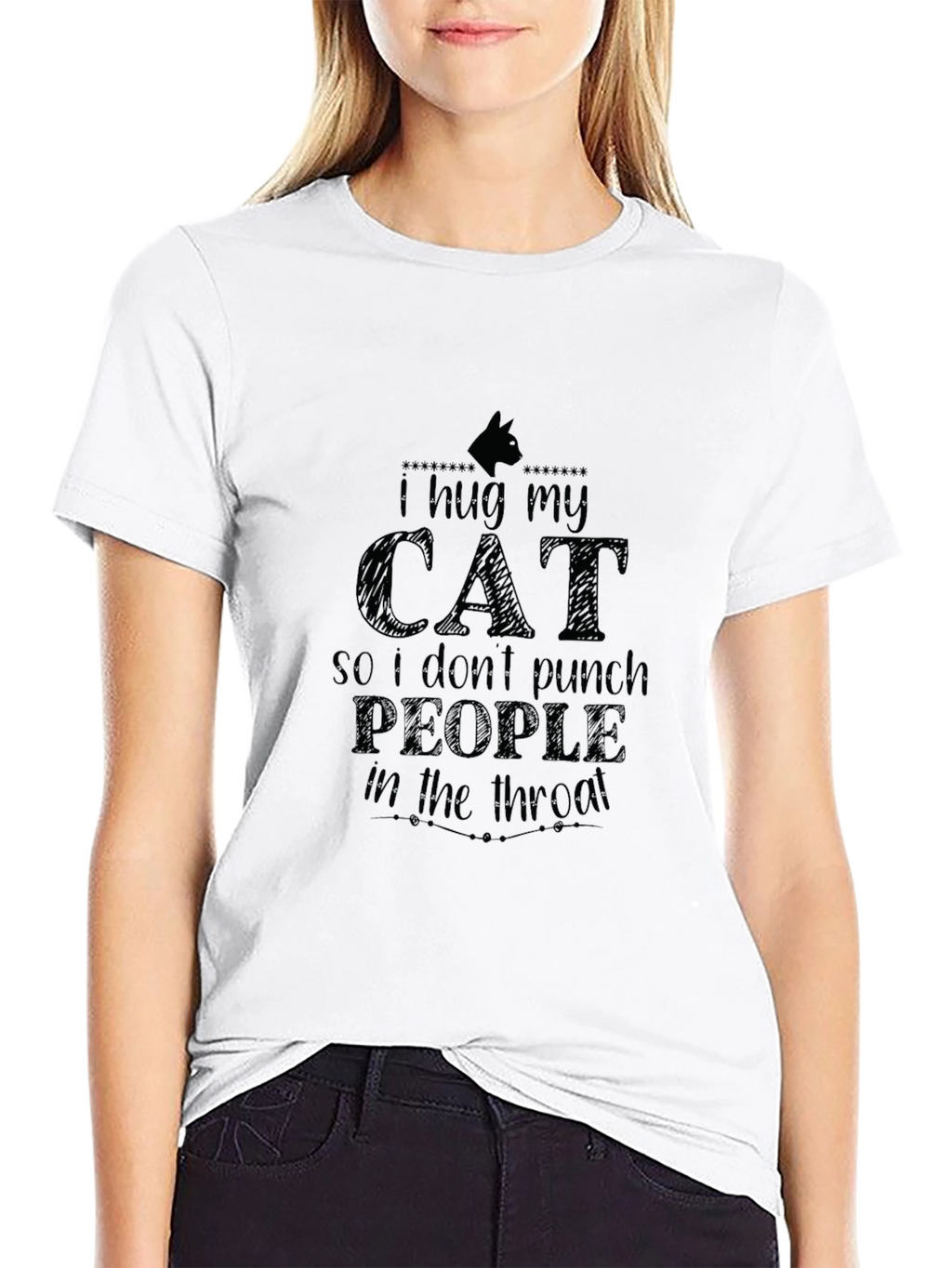 I Hug My Cat Black T-Shirt
