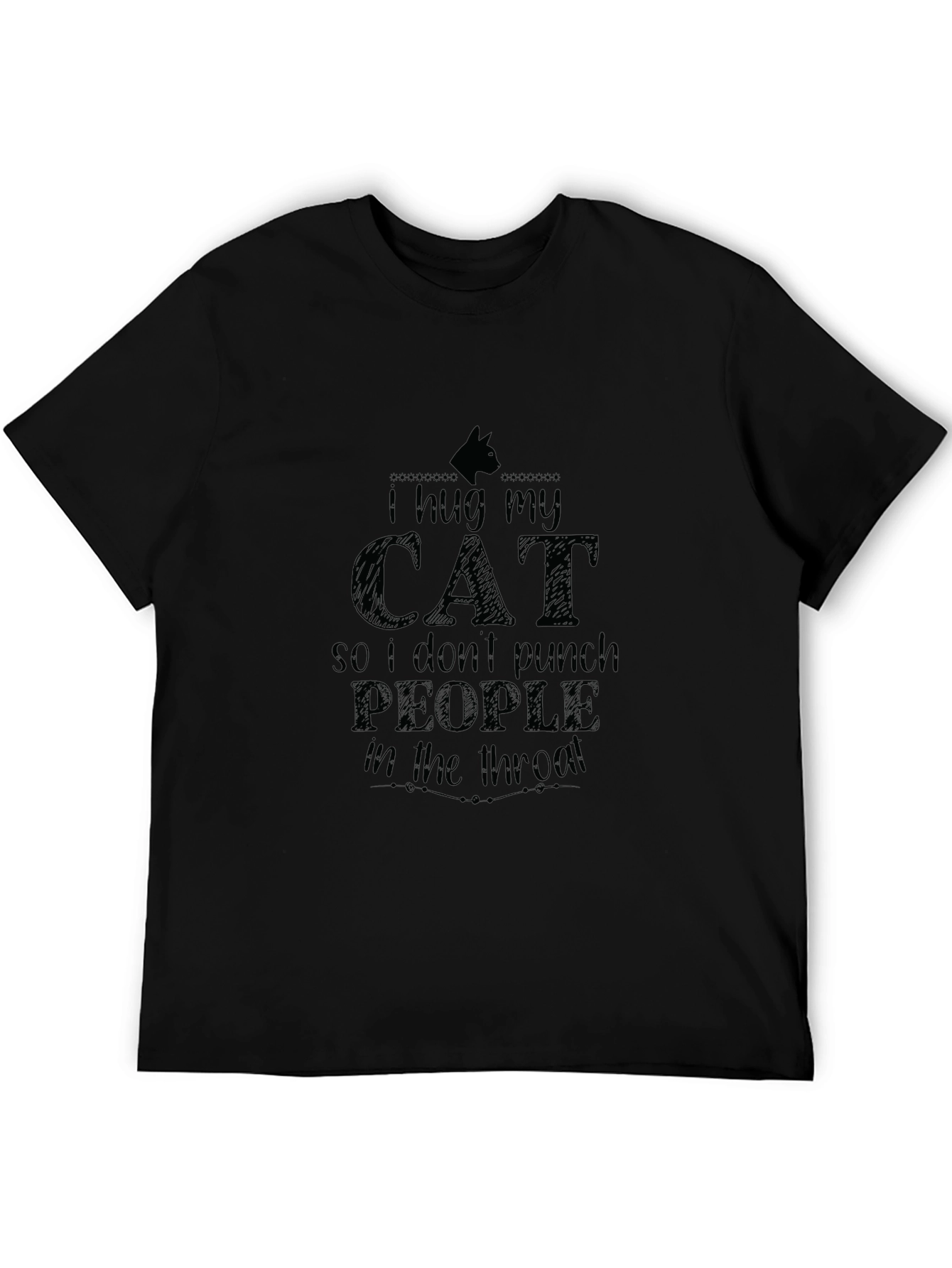 I Hug My Cat Black T-Shirt