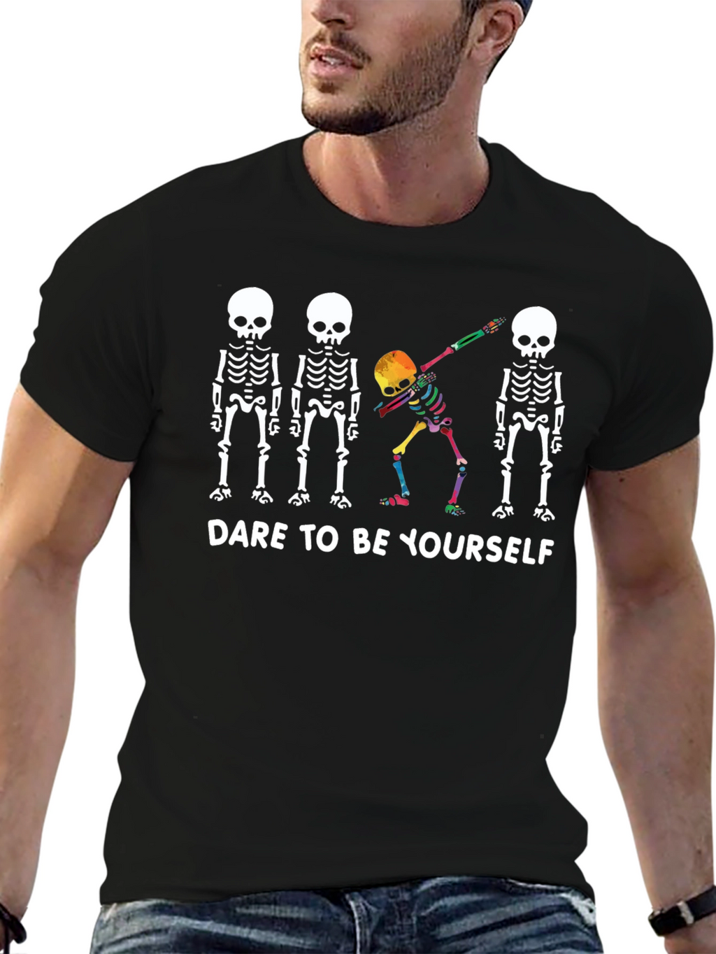 Dare To Be Yourself Skeleton Dab Graphic Tee