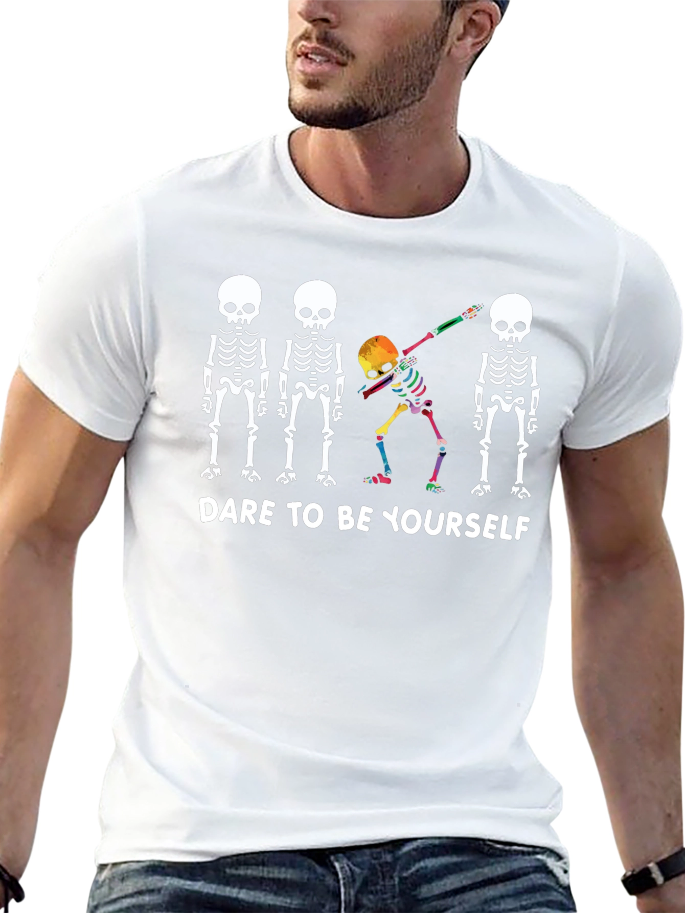Dare To Be Yourself Skeleton Dab Graphic Tee