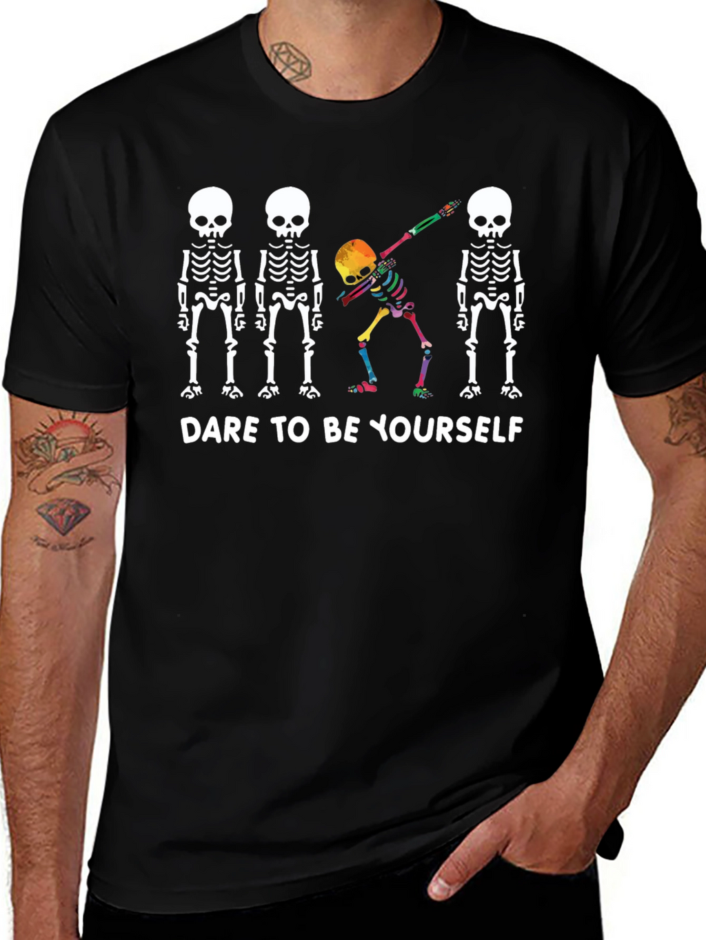 Dare To Be Yourself Skeleton Dab Graphic Tee